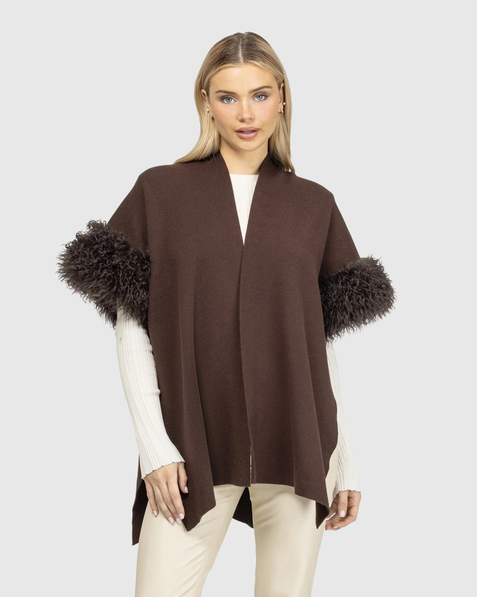 Knit Vest With Select Mongolian Shearling Lamb Trim (tg) - Image 28