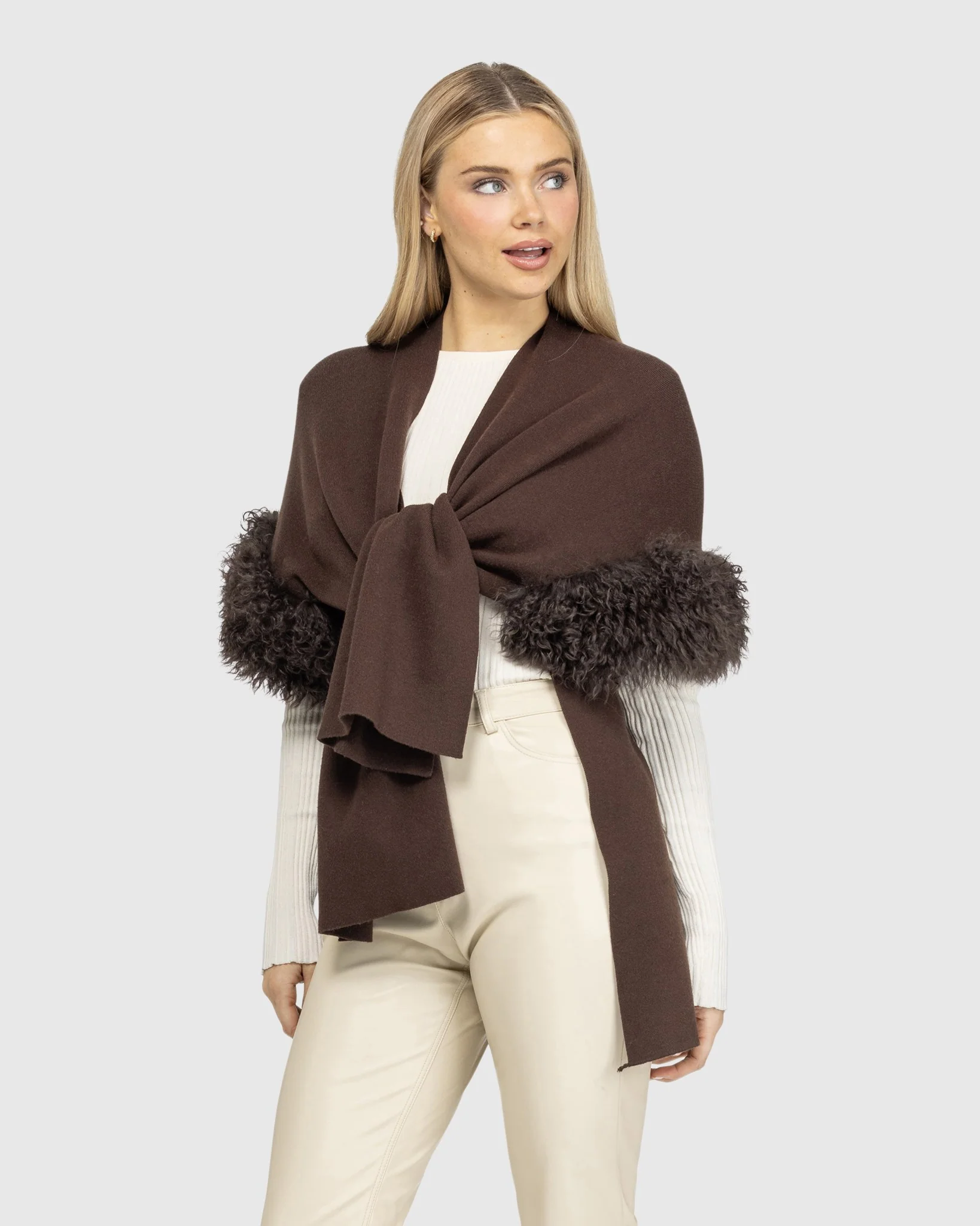 Knit Vest With Select Mongolian Shearling Lamb Trim (tg) - Image 31