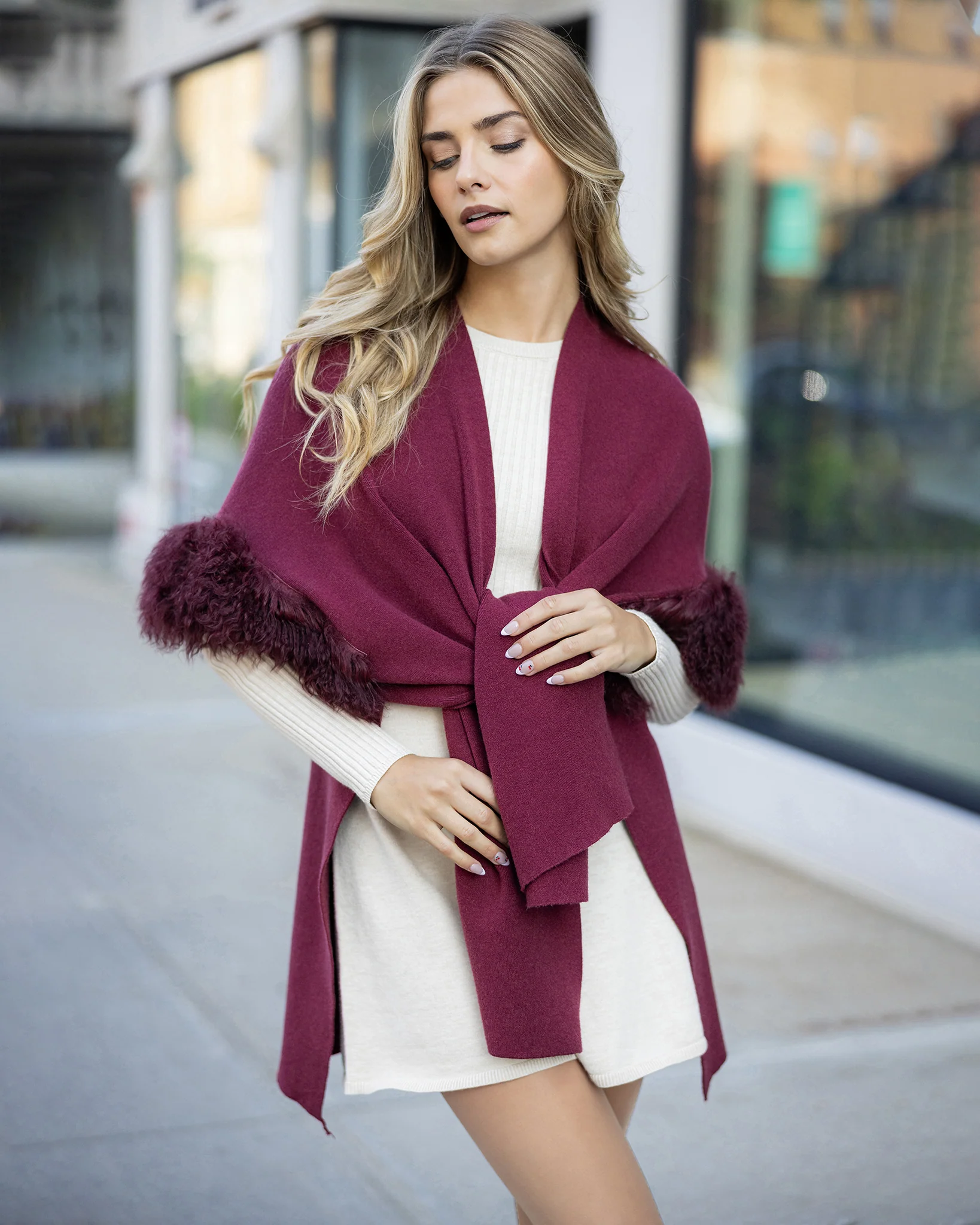 Knit Vest With Select Mongolian Shearling Lamb Trim (tg) - Image 34
