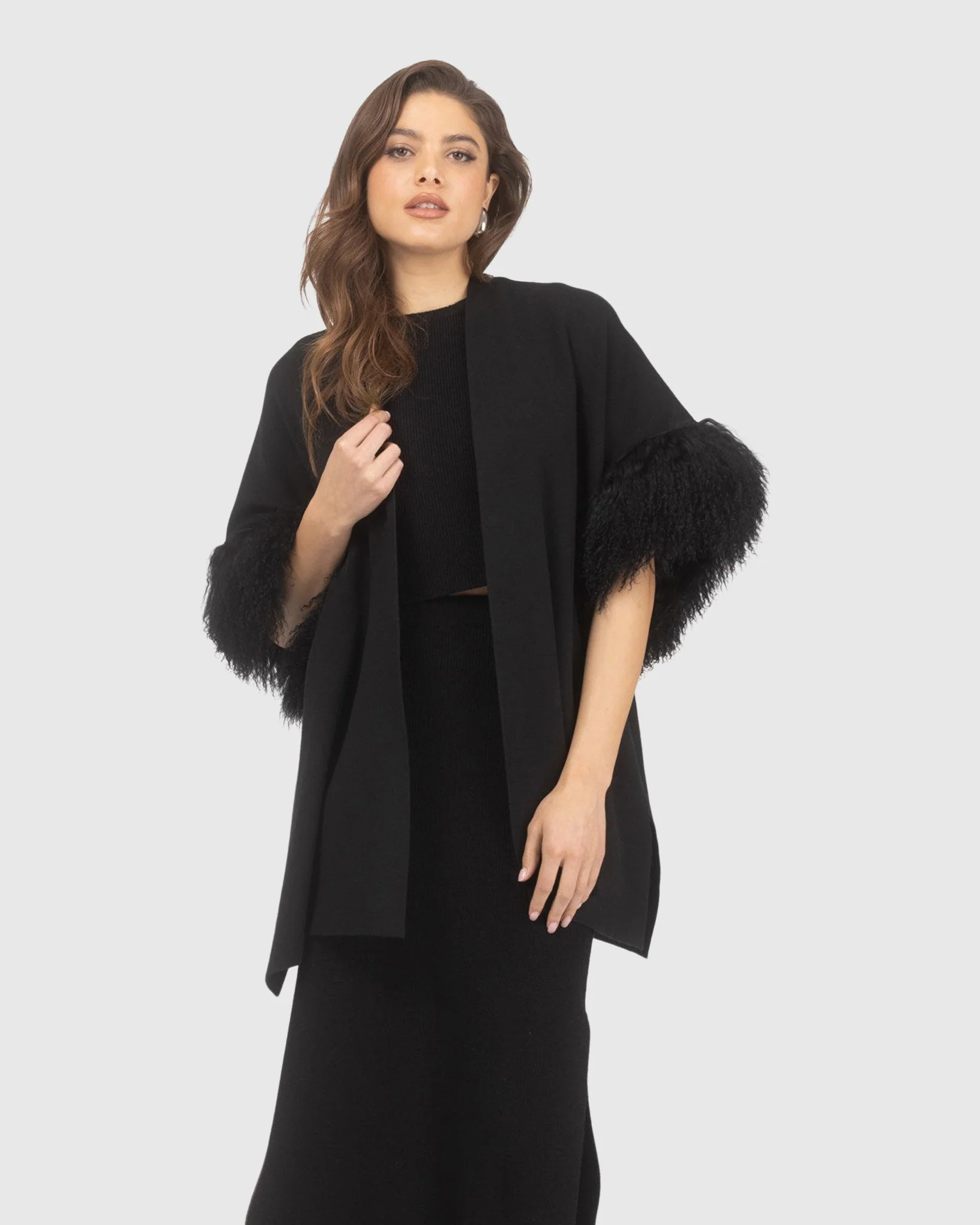 Knit Vest With Select Mongolian Shearling Lamb Trim (tg) - Image 6