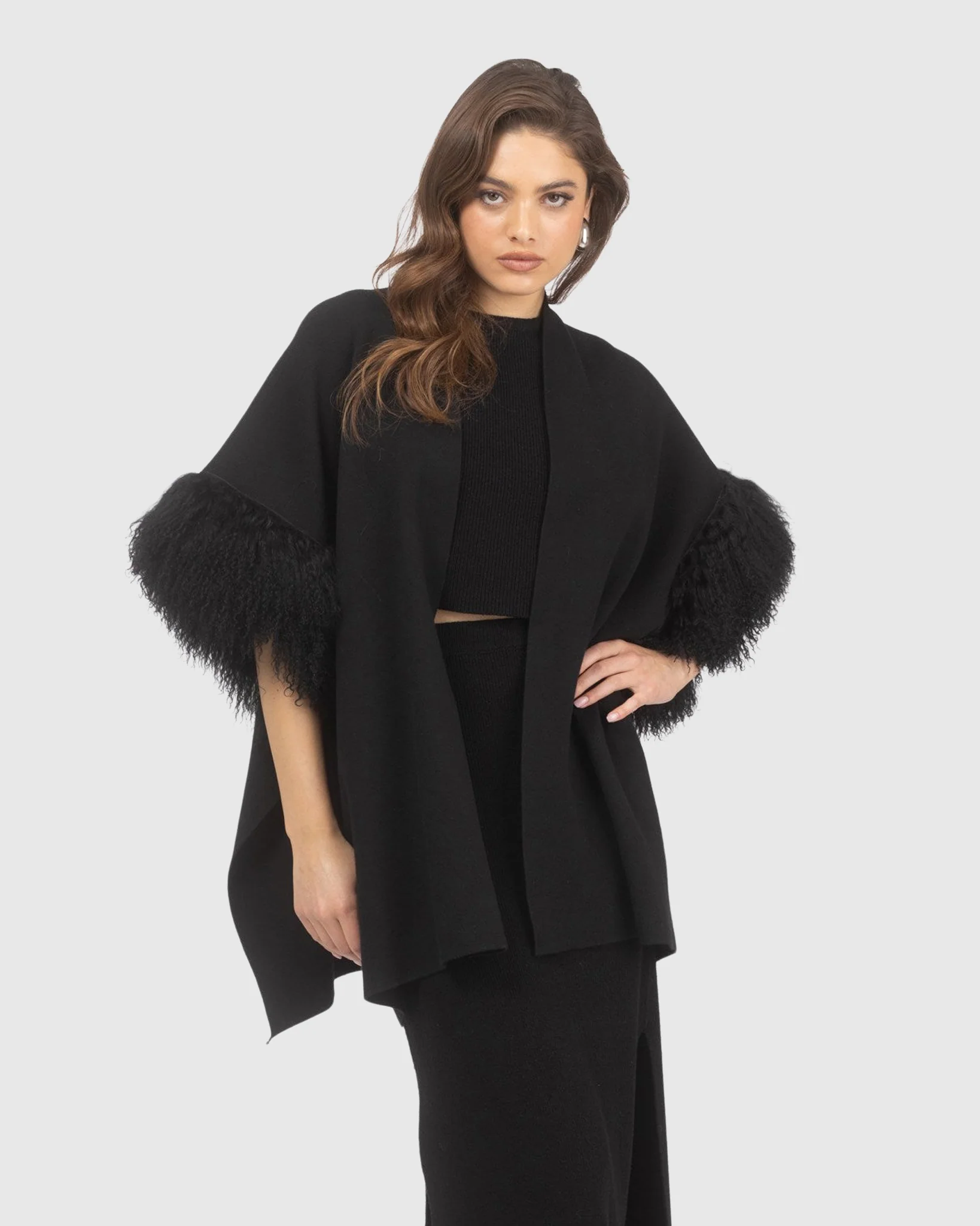 Knit Vest With Select Mongolian Shearling Lamb Trim (tg) - Image 8