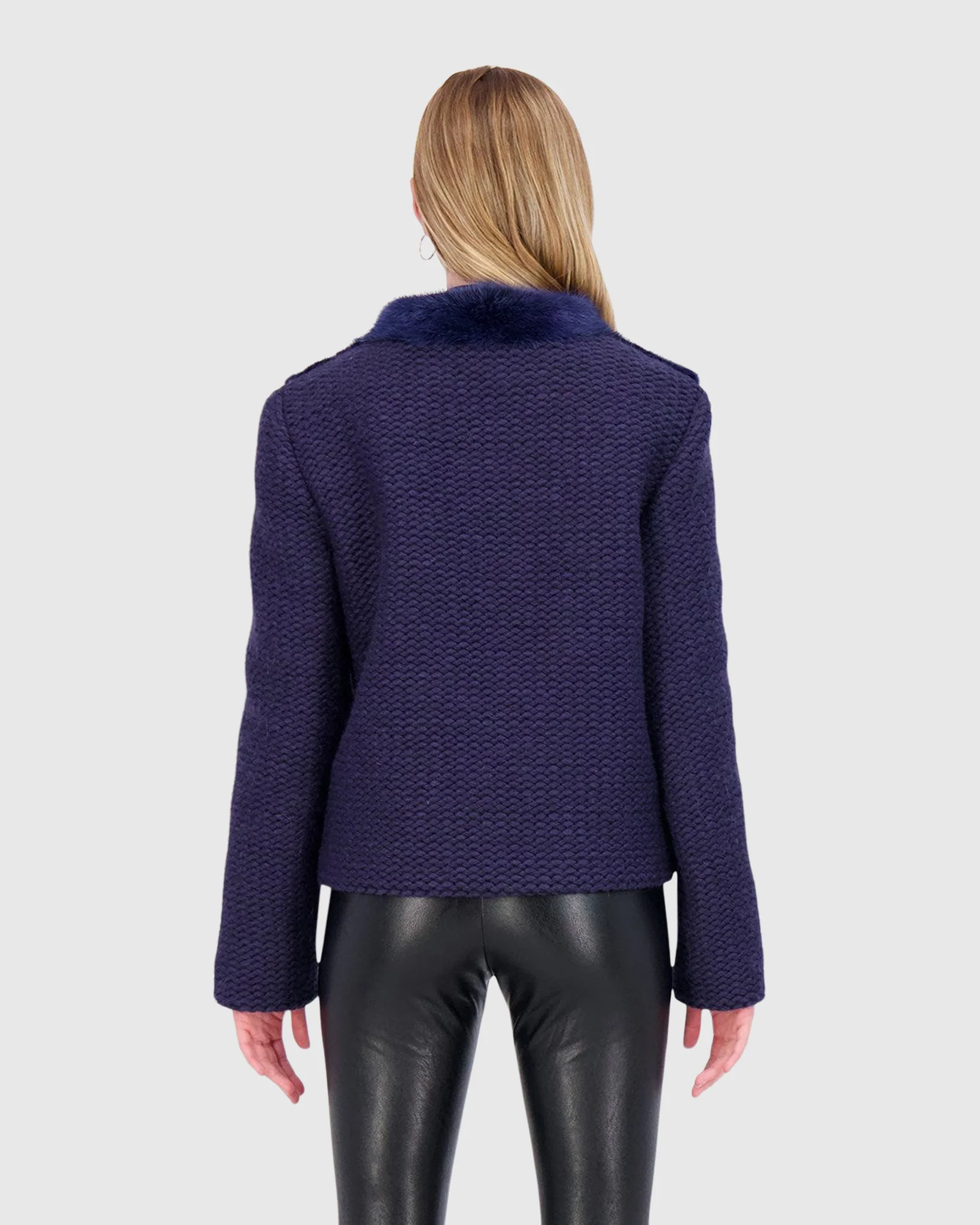 KNIT WOOL JACKET W/ MINK FRONT - Image 4