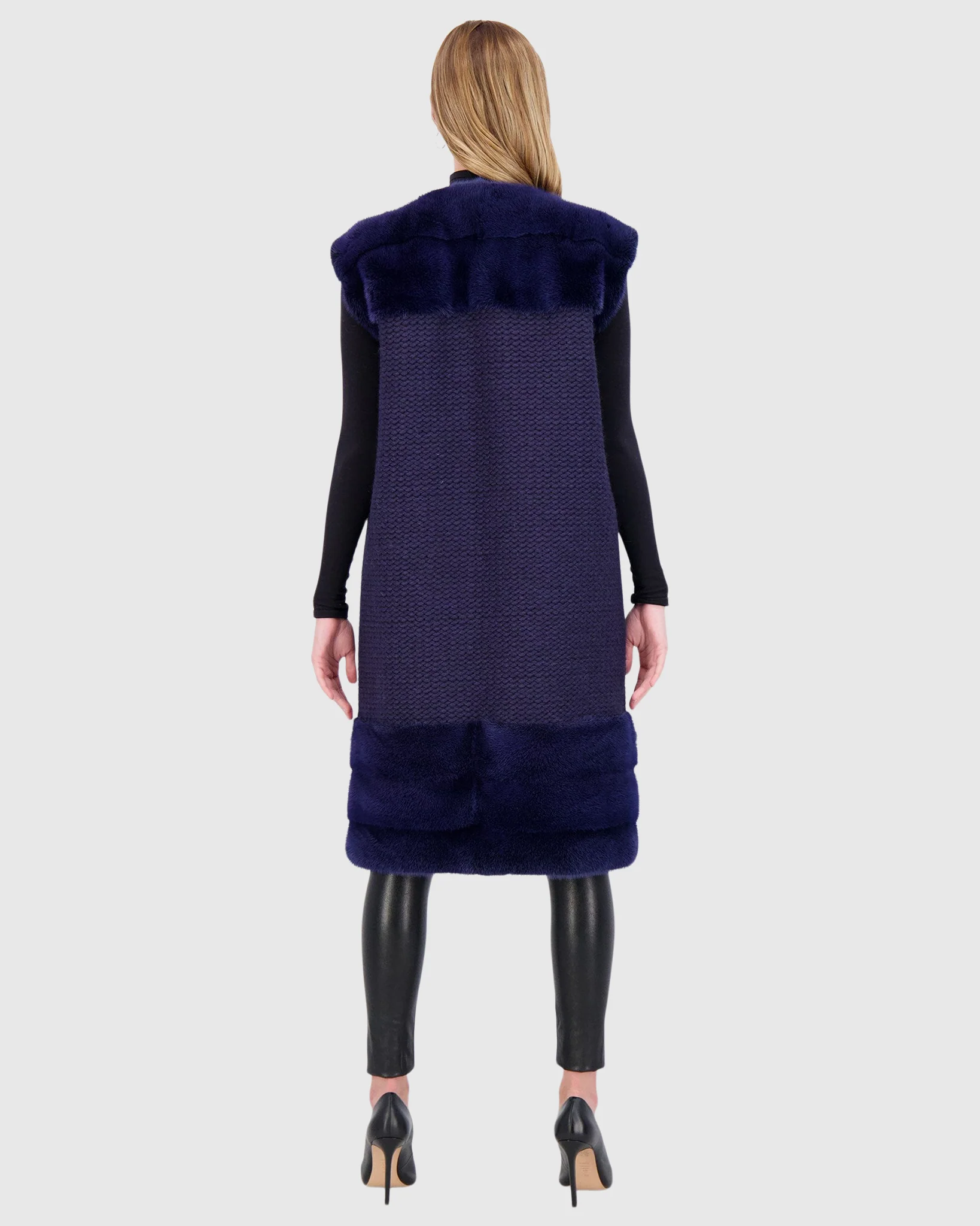 Knit Wool Vest With Mink Trim - Image 4