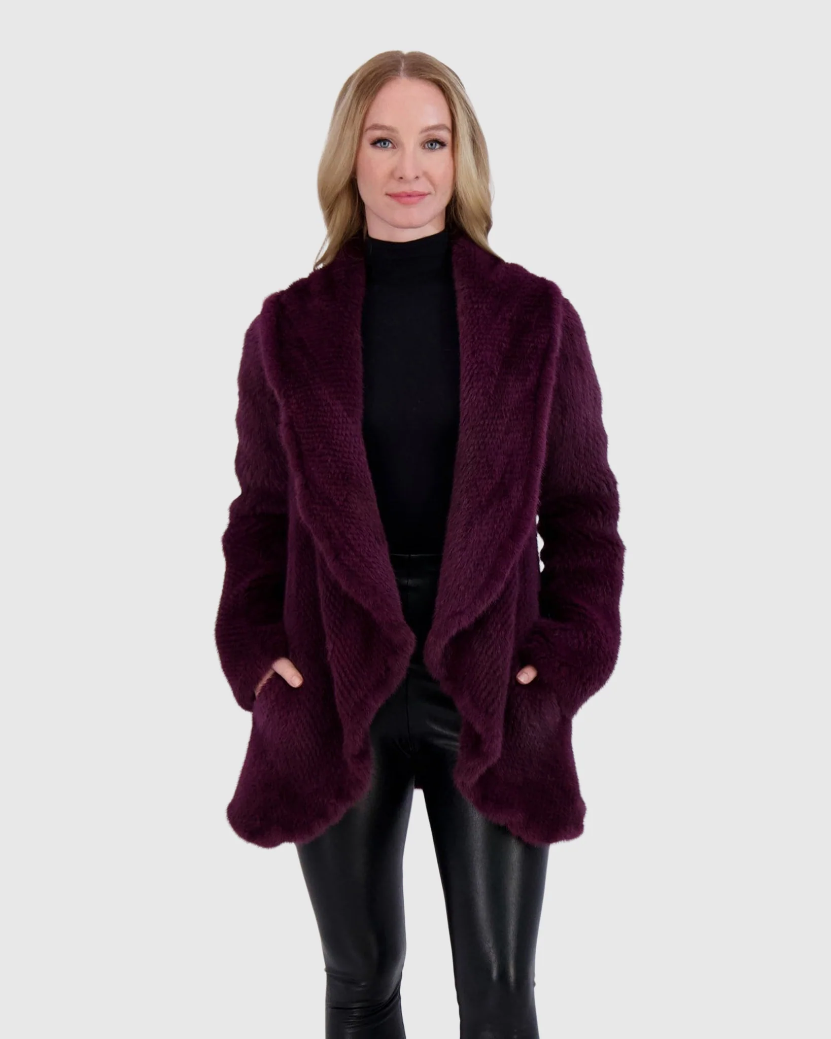 KNITTED MINK RUFFLE JACKET