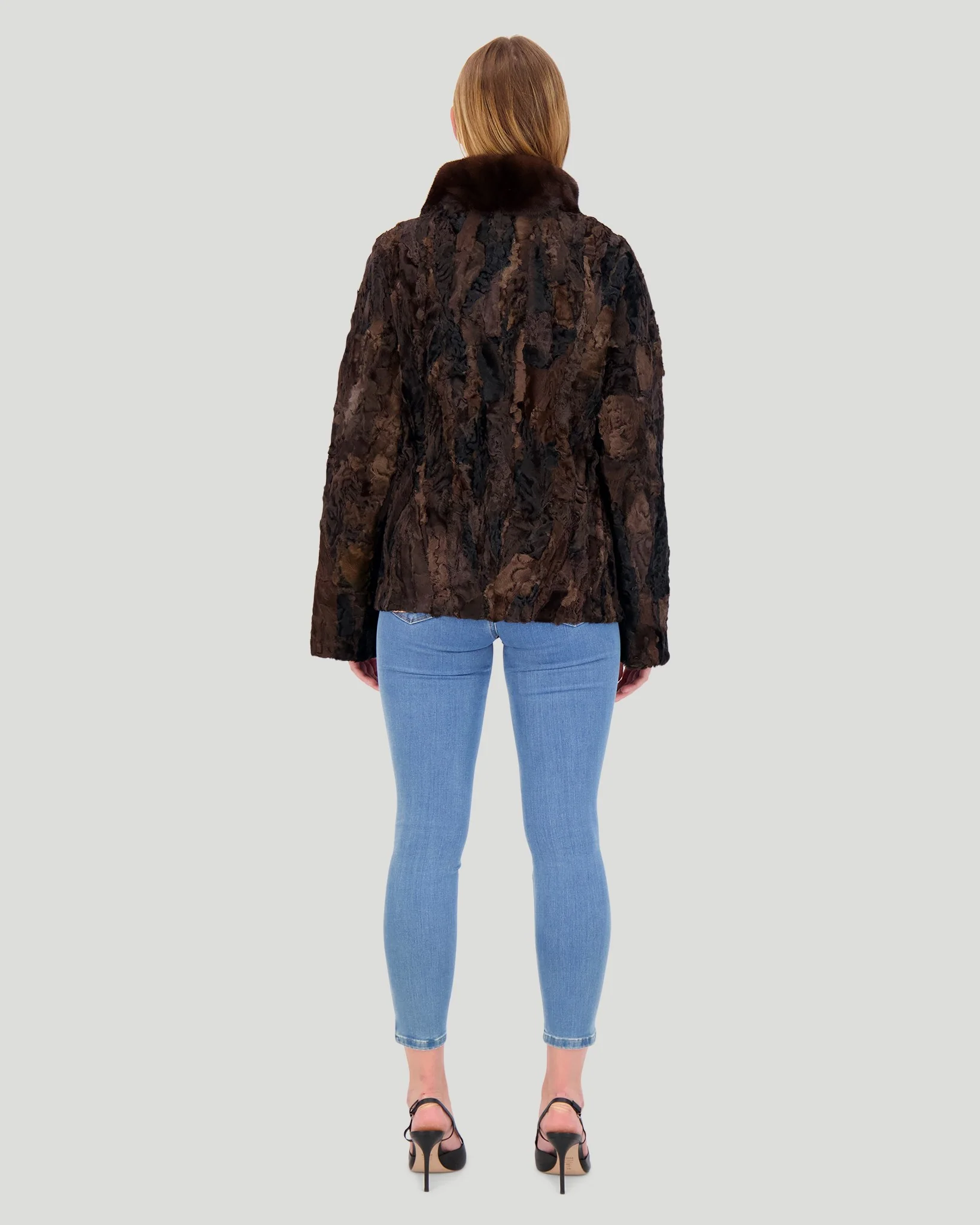 Lamb Jacket With Mink Stand Collar - Image 4