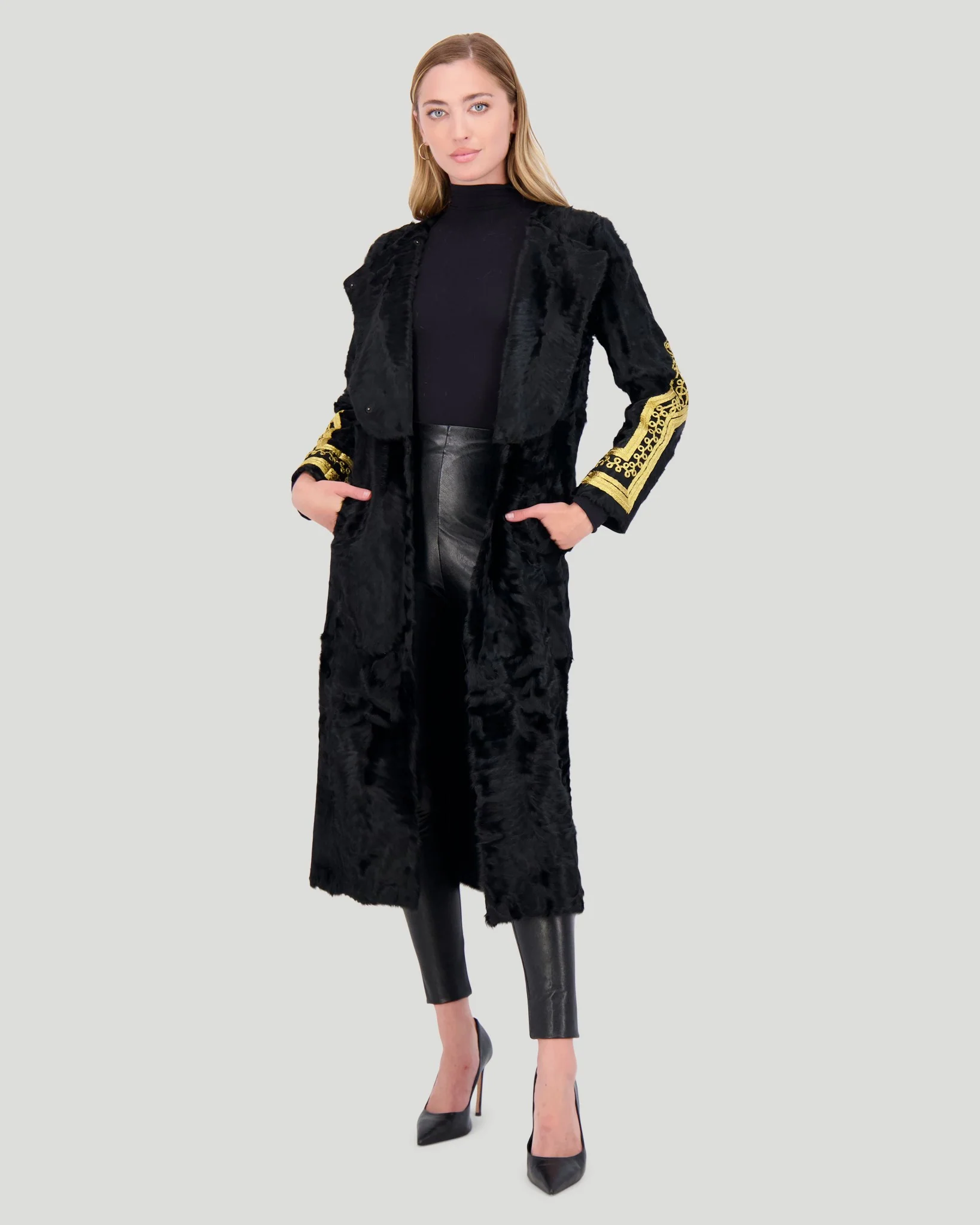 Select Lamb Short Coat With Embroidery