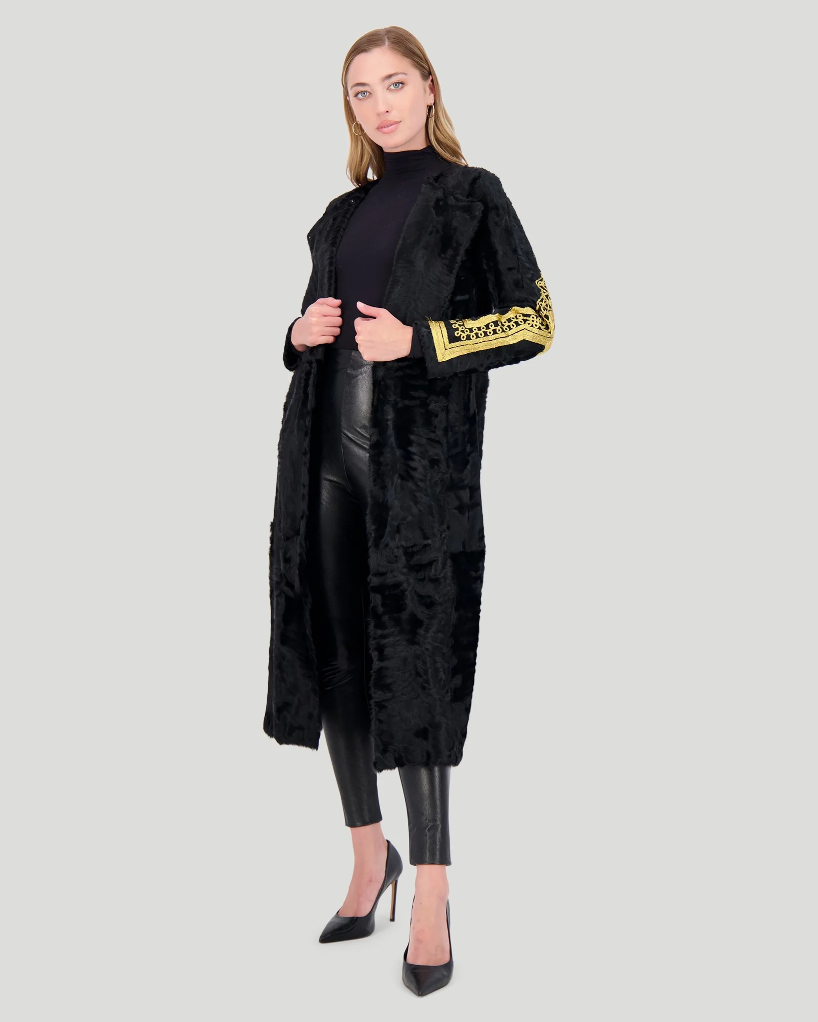 Select Lamb Short Coat With Embroidery - Image 2
