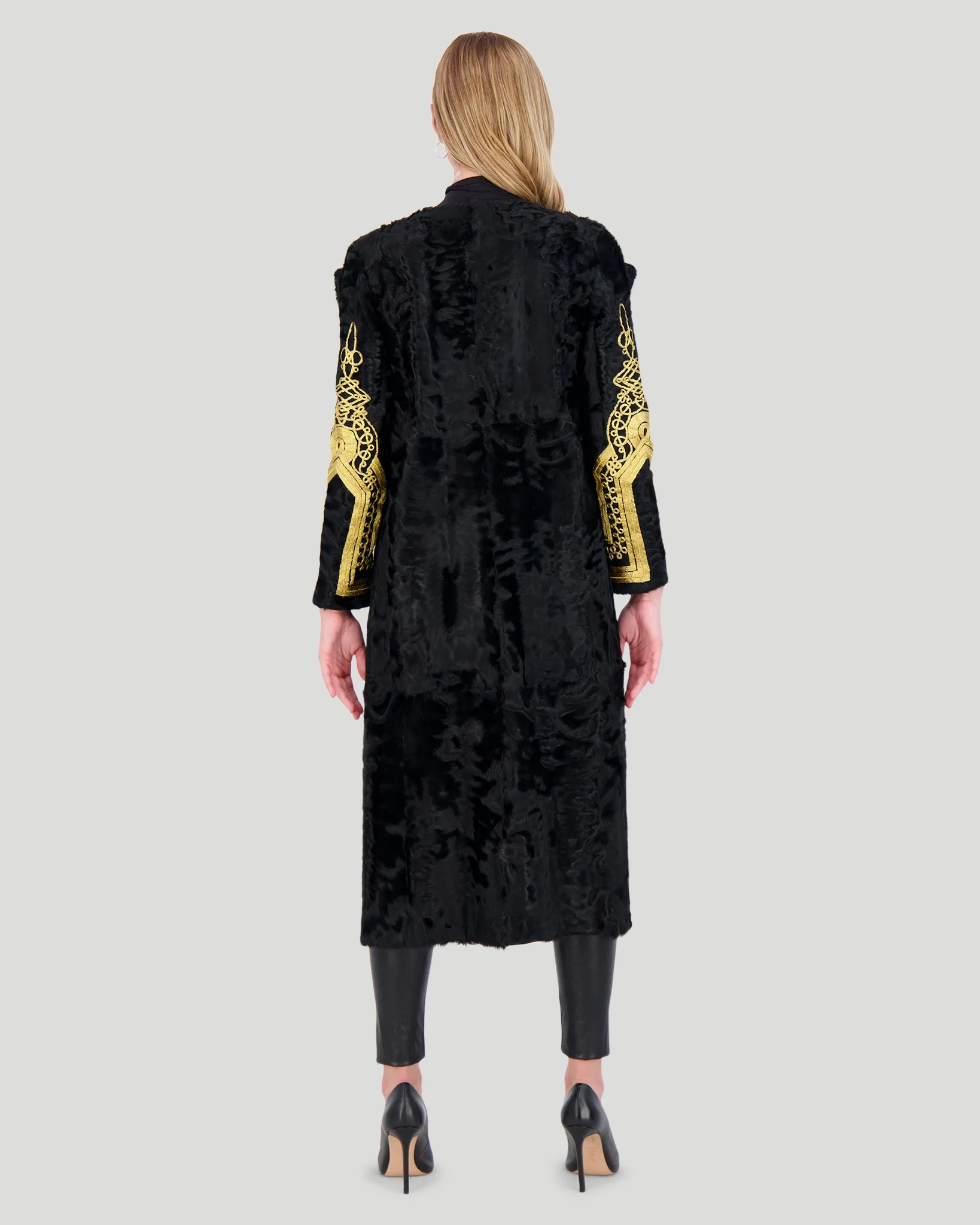 Select Lamb Short Coat With Embroidery - Image 4