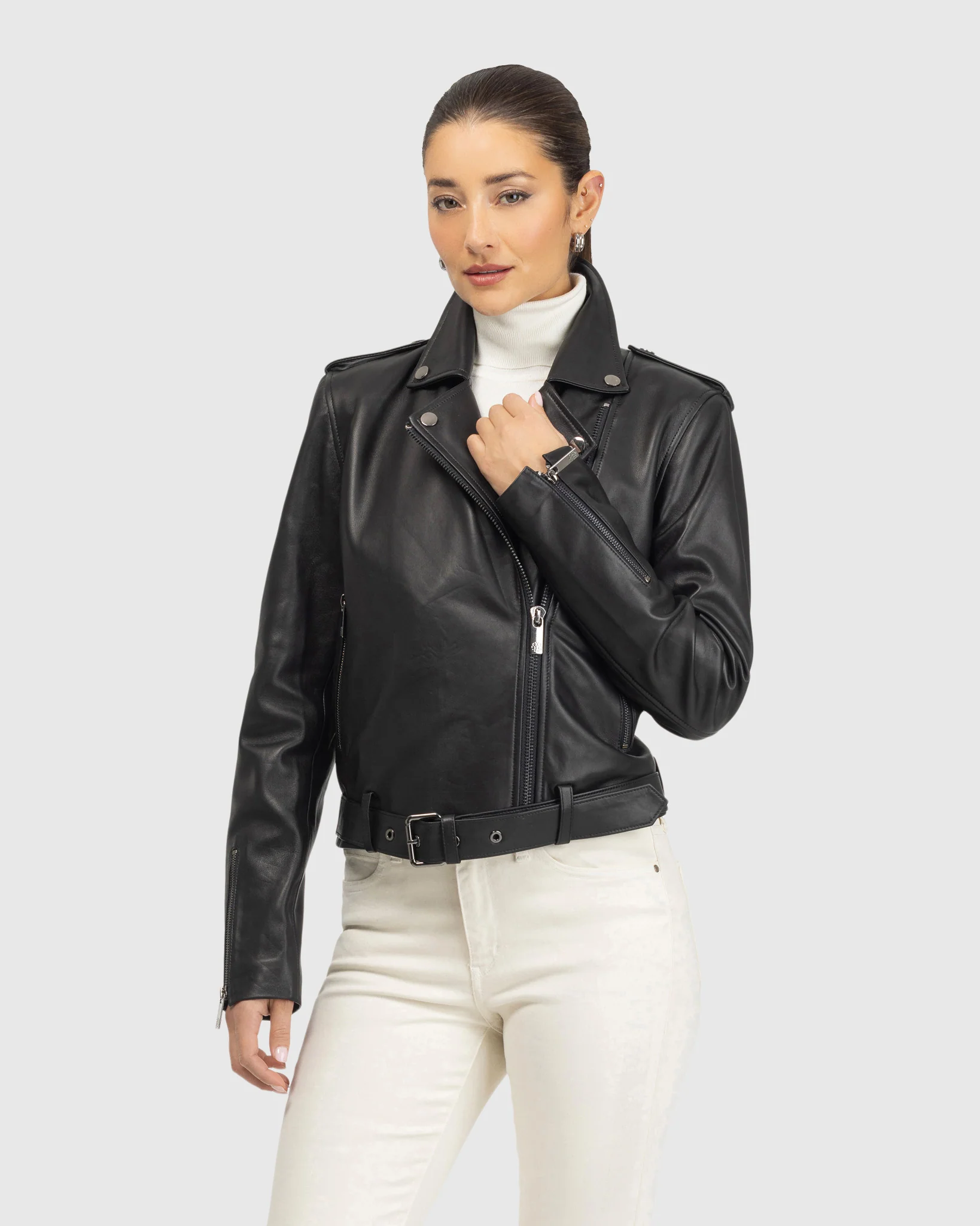 LEATHER MOTO ZIP JACKET