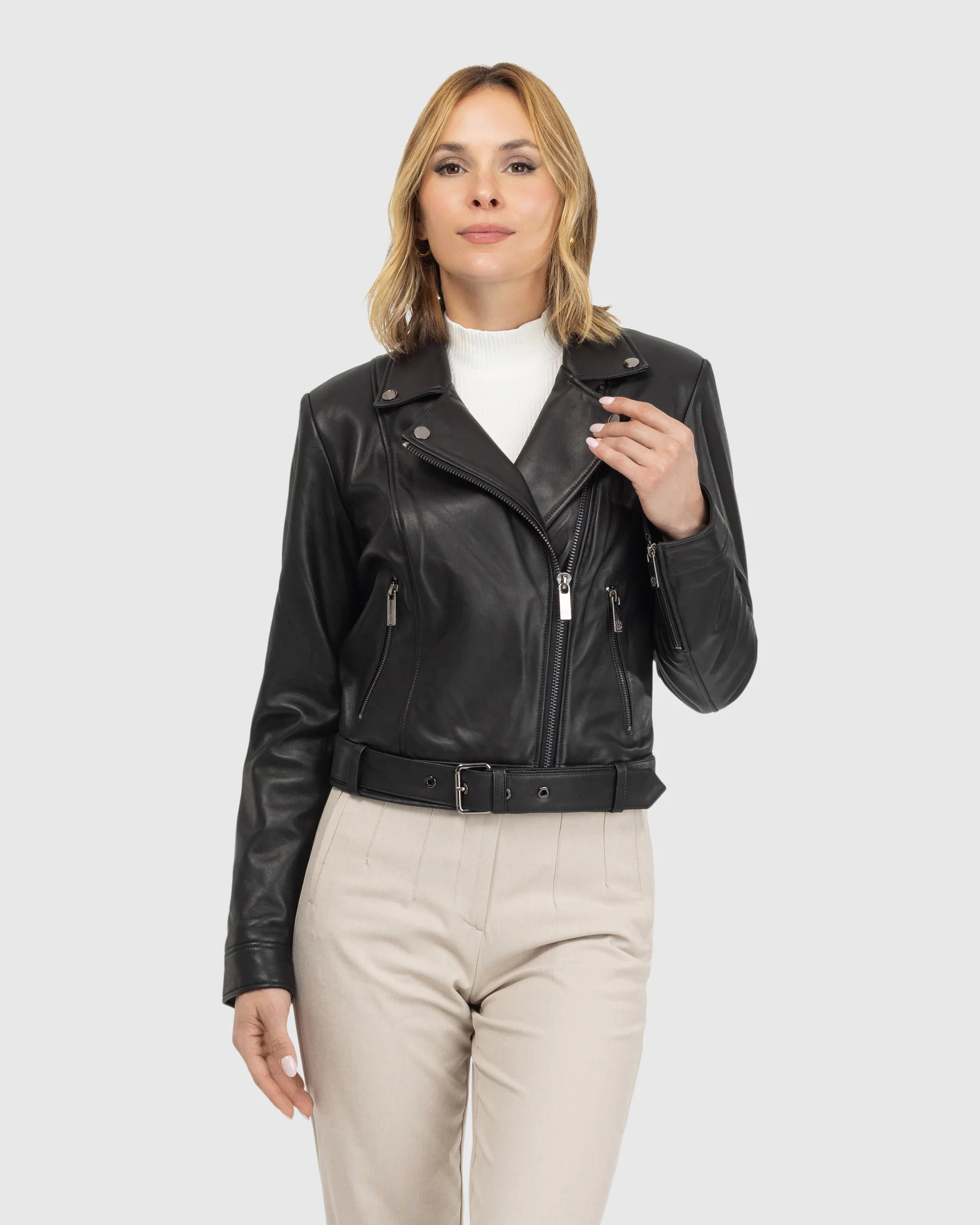 LEATHER MOTO ZIP JACKET