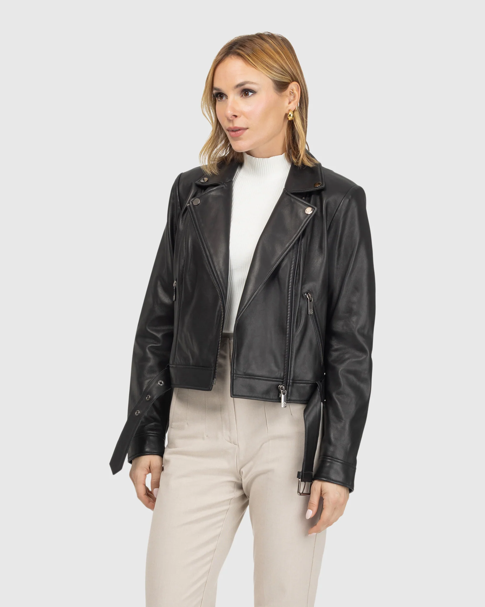 LEATHER MOTO ZIP JACKET - Image 3