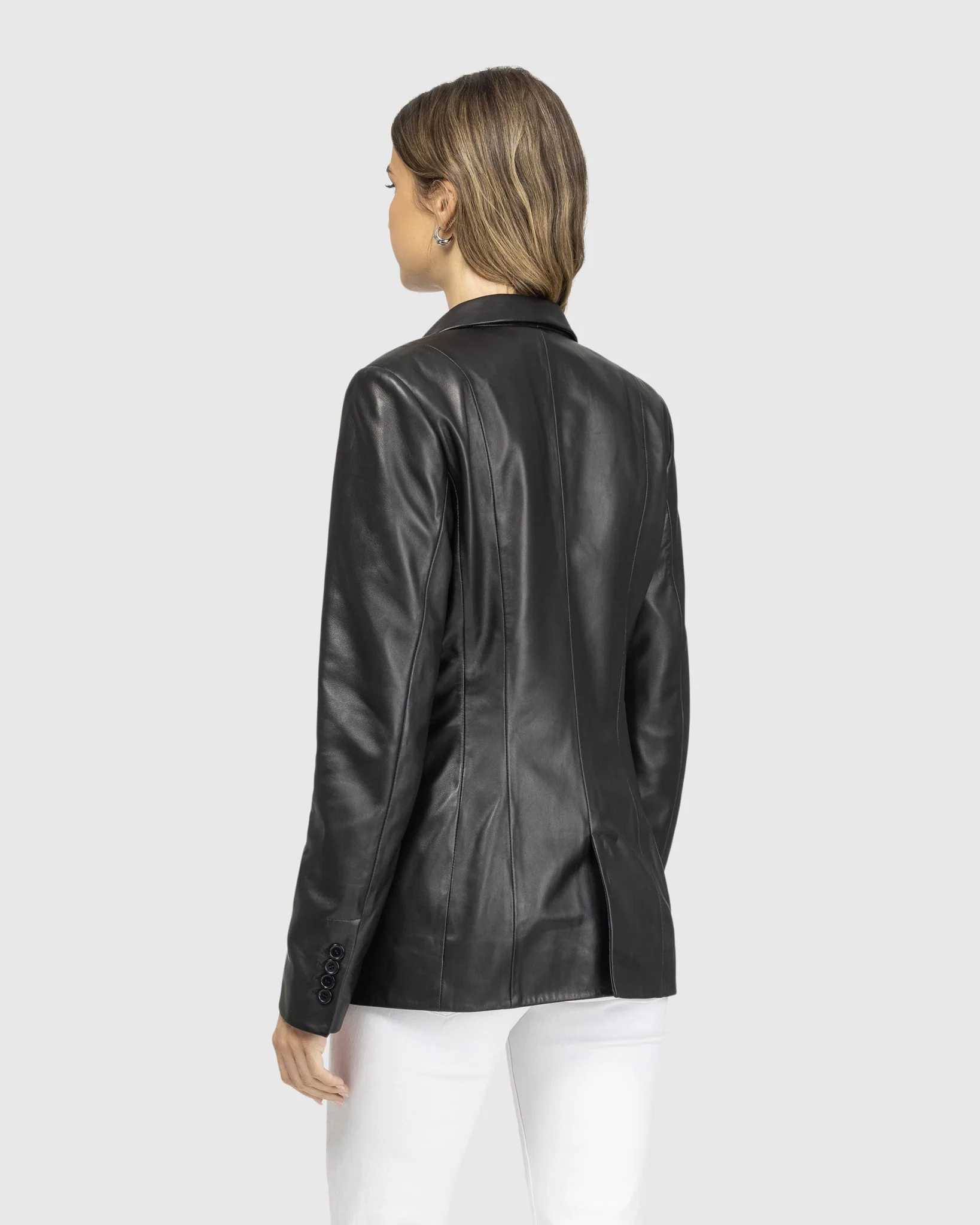 Leather Single Breasted Blazer - Image 4