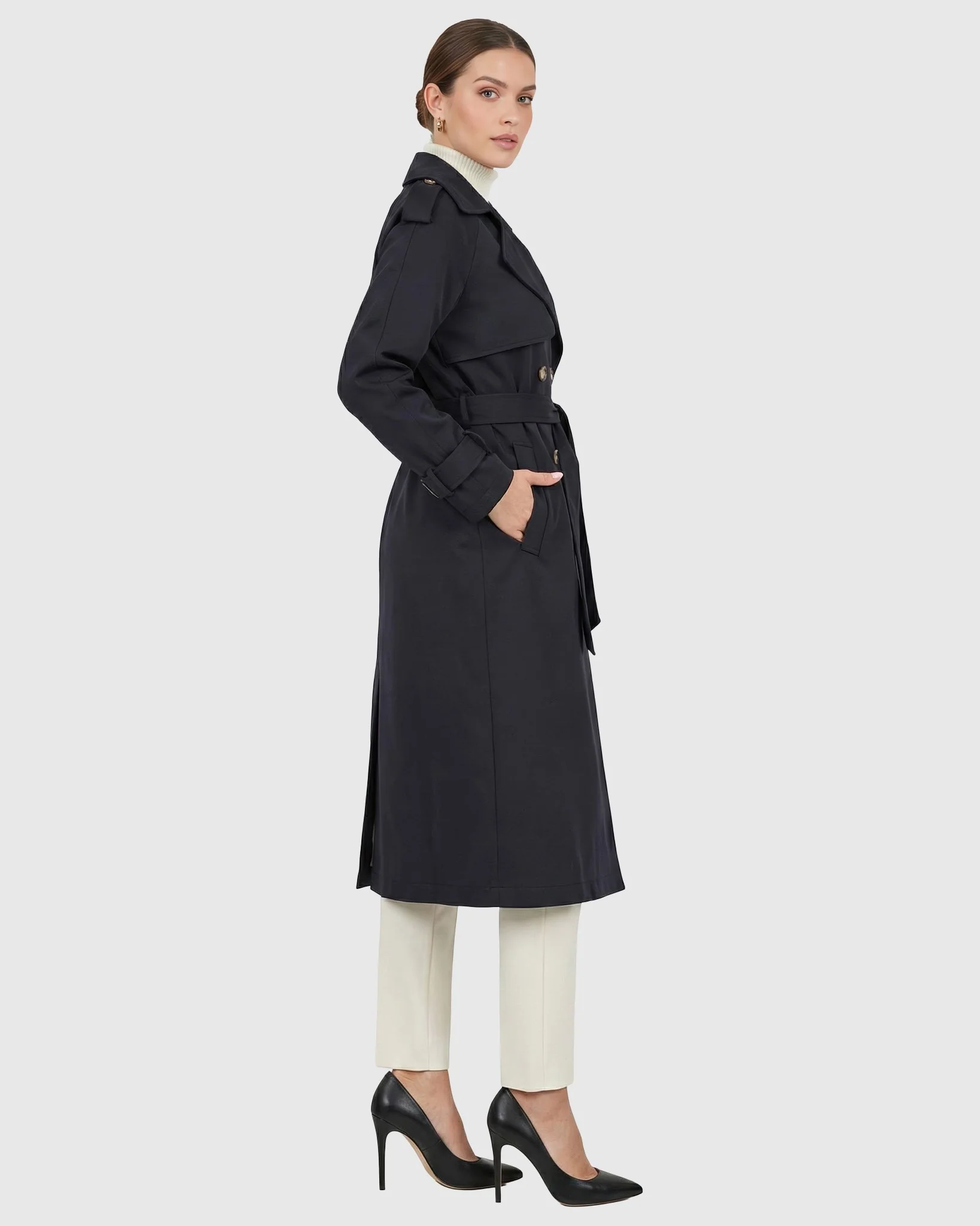 LIGHTWEIGHT BELTED TRENCH COAT - Image 3
