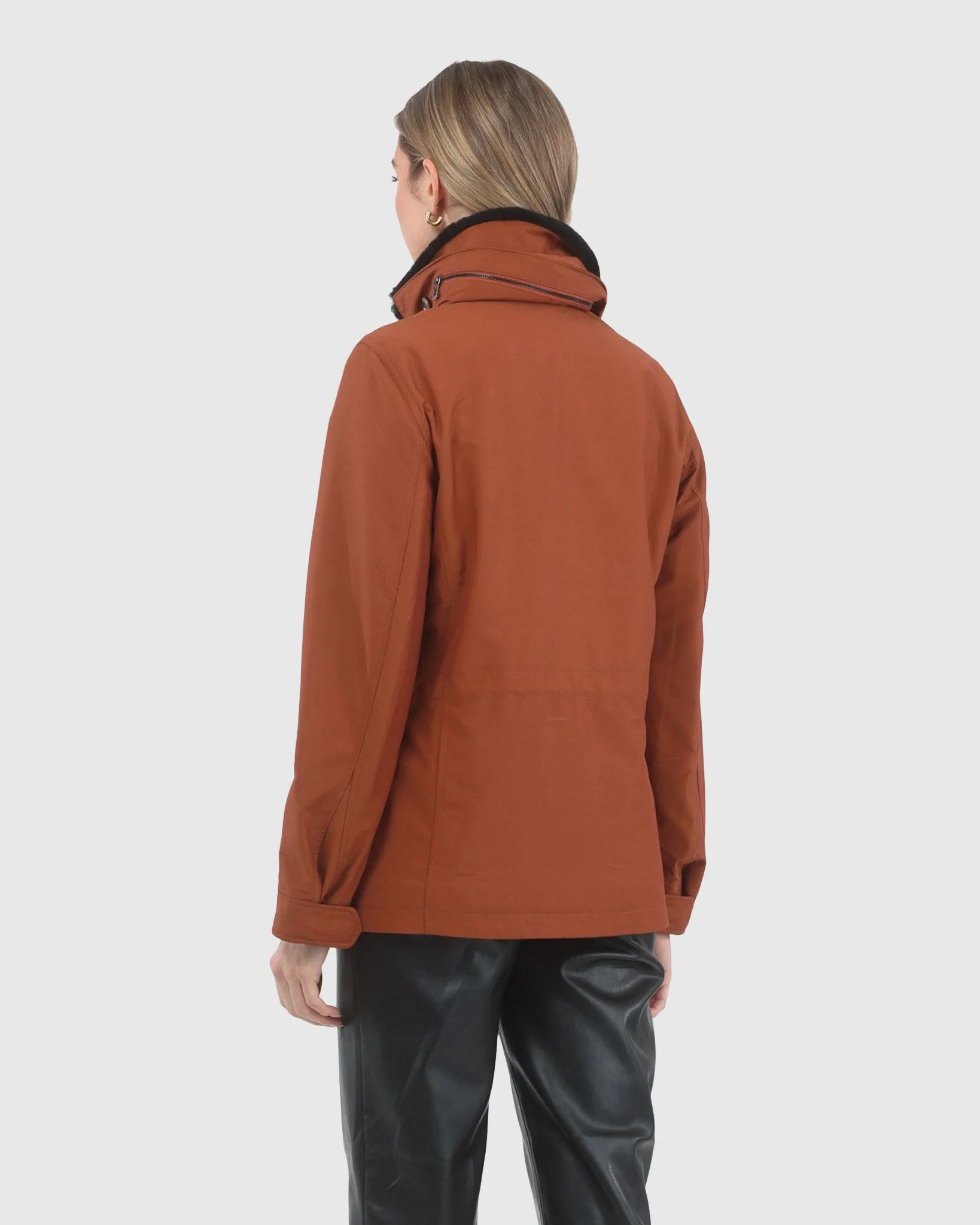 LORO PIANA STORM SYSTEM LINED JACKET WITH DETACHABLE SELECT SHEARLING LAMB COLLAR, CONCEALED HOOD - Image 10