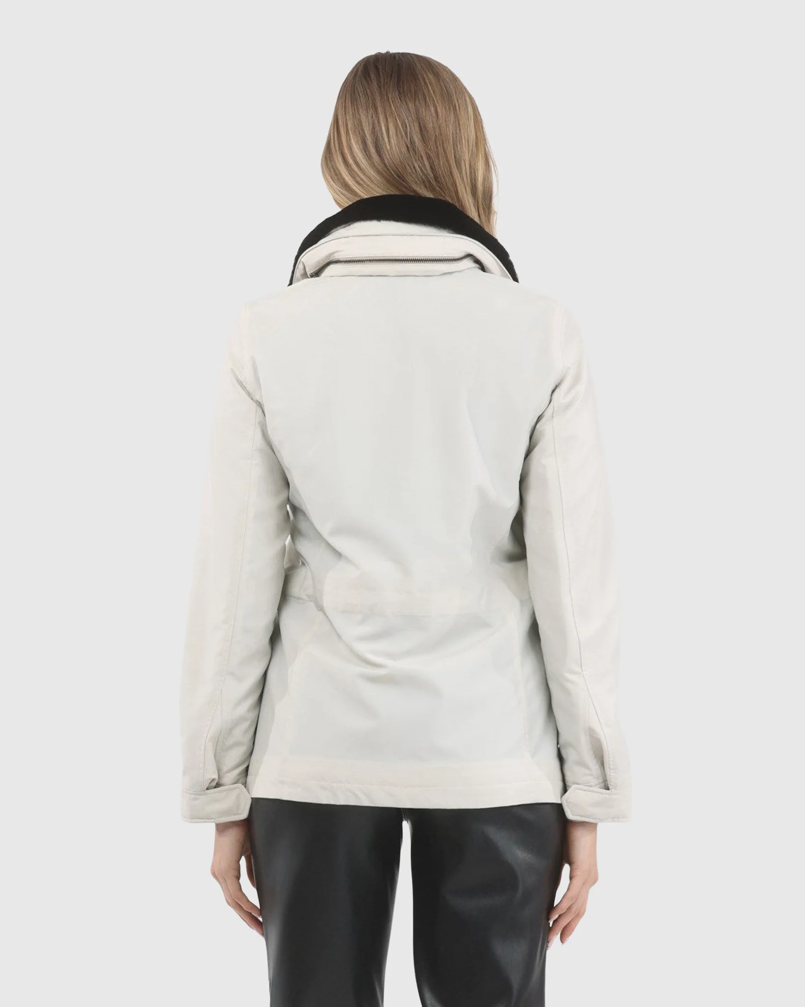 LORO PIANA STORM SYSTEM LINED JACKET WITH DETACHABLE SELECT SHEARLING LAMB COLLAR, CONCEALED HOOD - Image 4