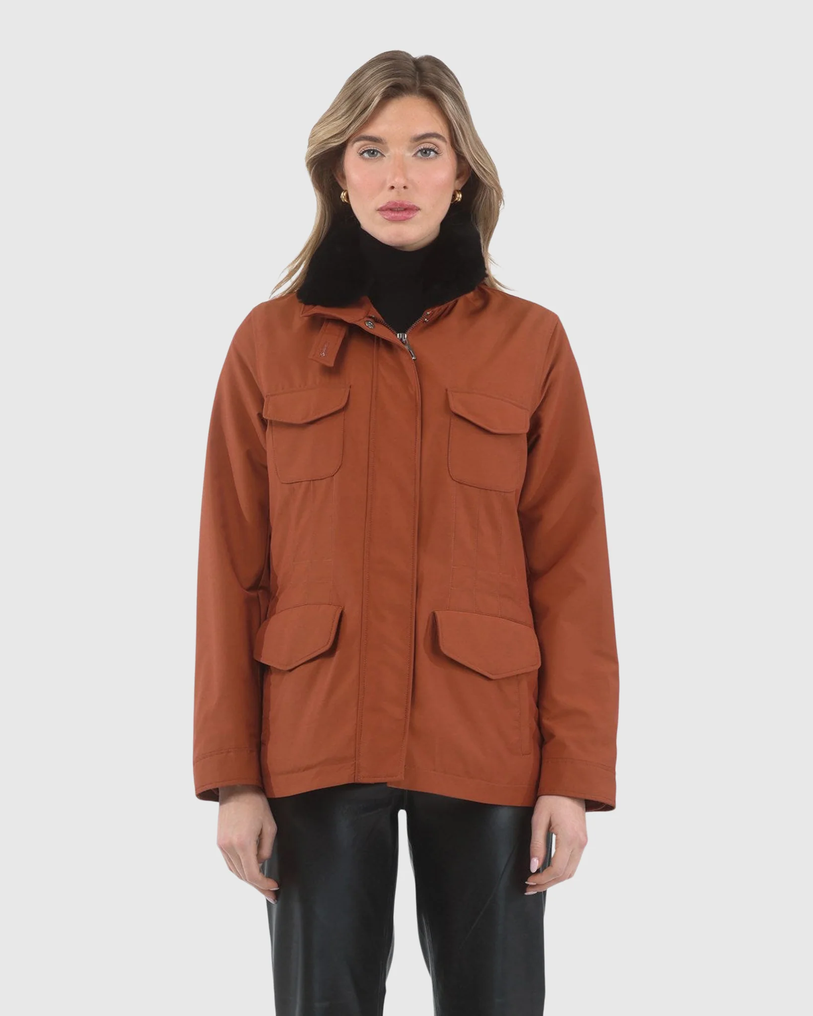 LORO PIANA STORM SYSTEM LINED JACKET WITH DETACHABLE SELECT SHEARLING LAMB COLLAR, CONCEALED HOOD - Image 7