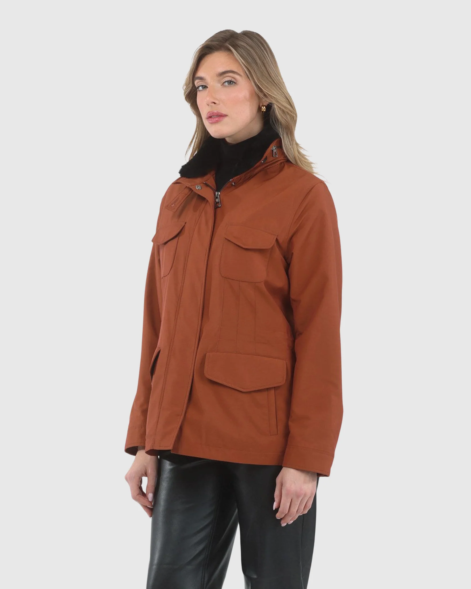 LORO PIANA STORM SYSTEM LINED JACKET WITH DETACHABLE SELECT SHEARLING LAMB COLLAR, CONCEALED HOOD - Image 9