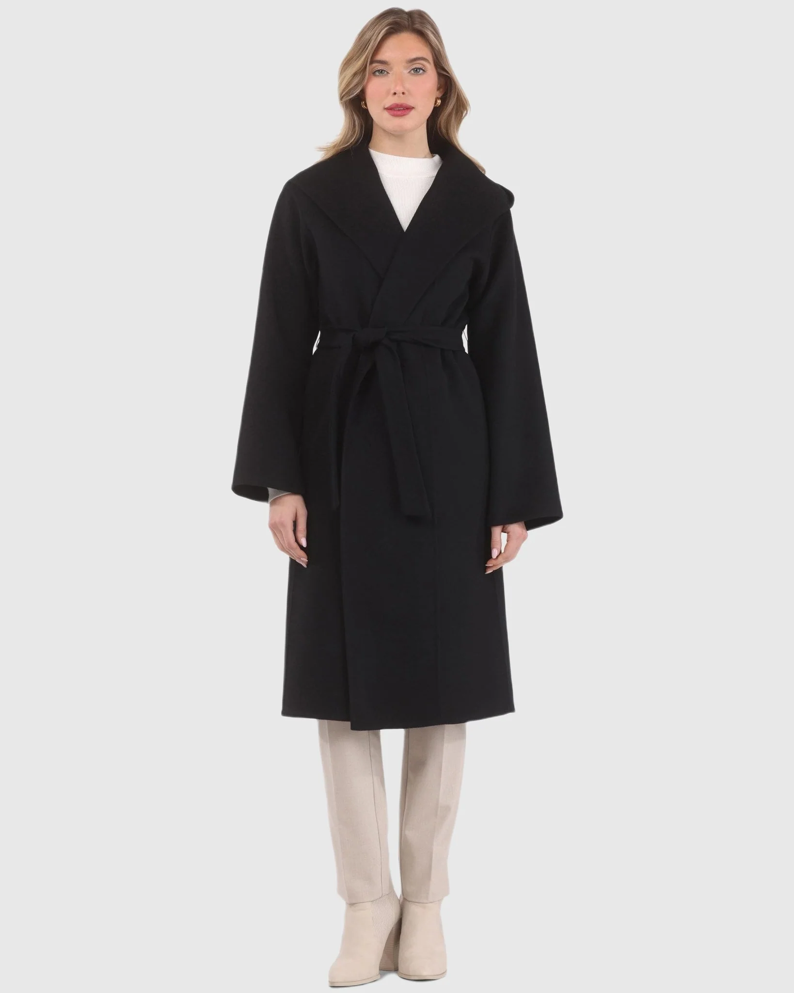 LORO PIANA WOOL BELTED SHORT COAT - Image 3