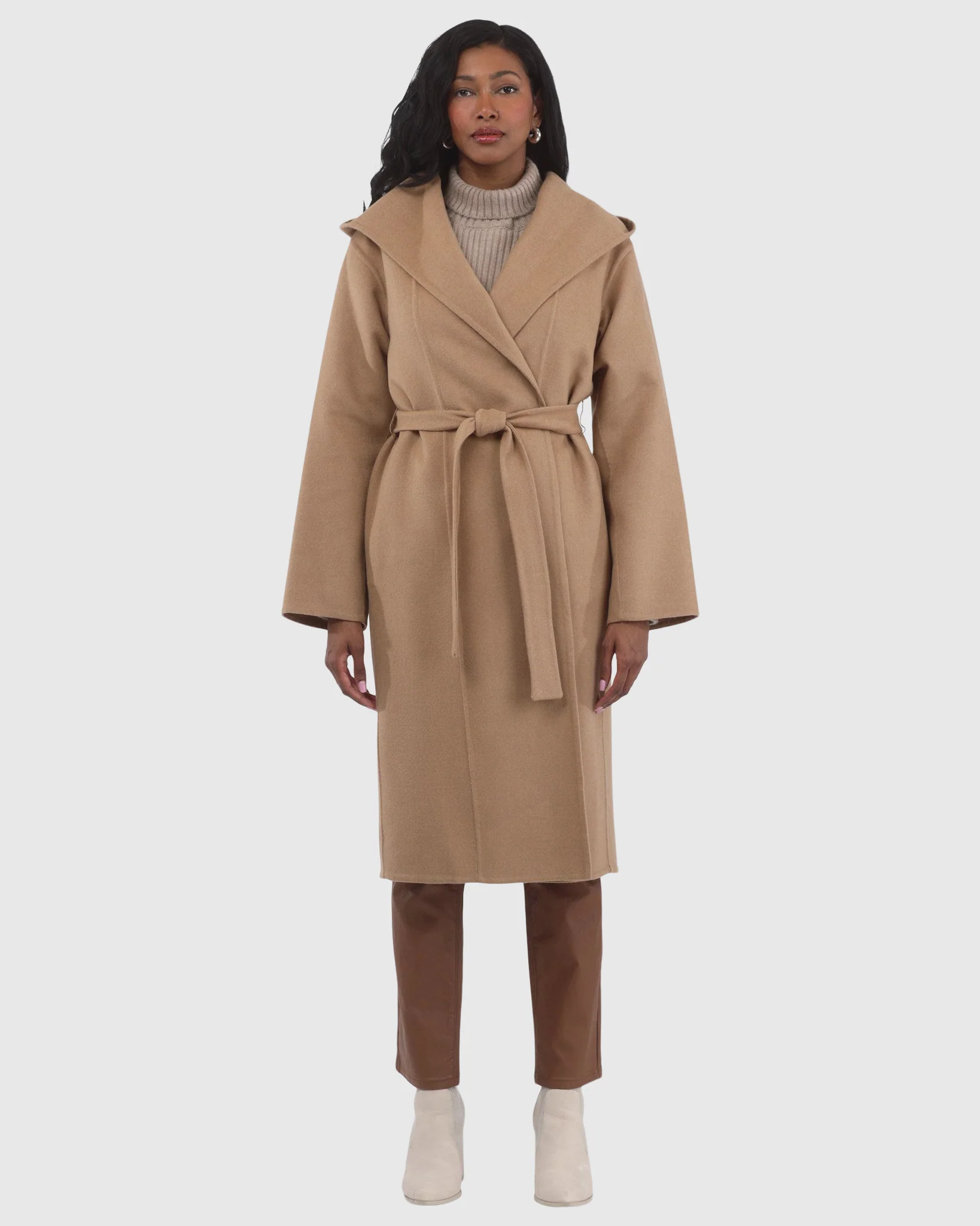 LORO PIANA WOOL BELTED SHORT COAT - Image 4