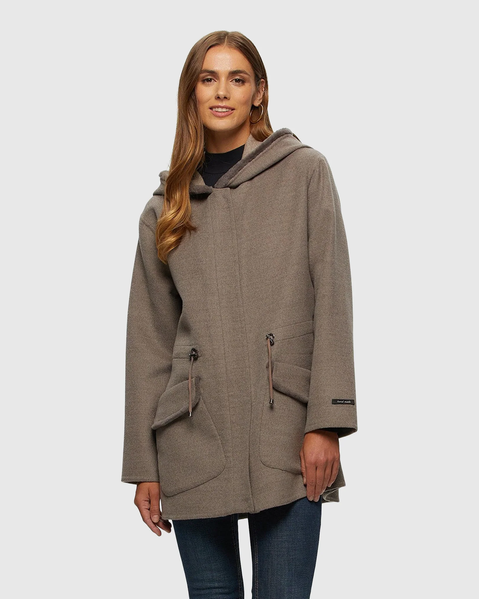 LORO PIANA WOOL & CASHMERE PARKA WITH SHEARLING LAMB HOOD TRIM - Image 4