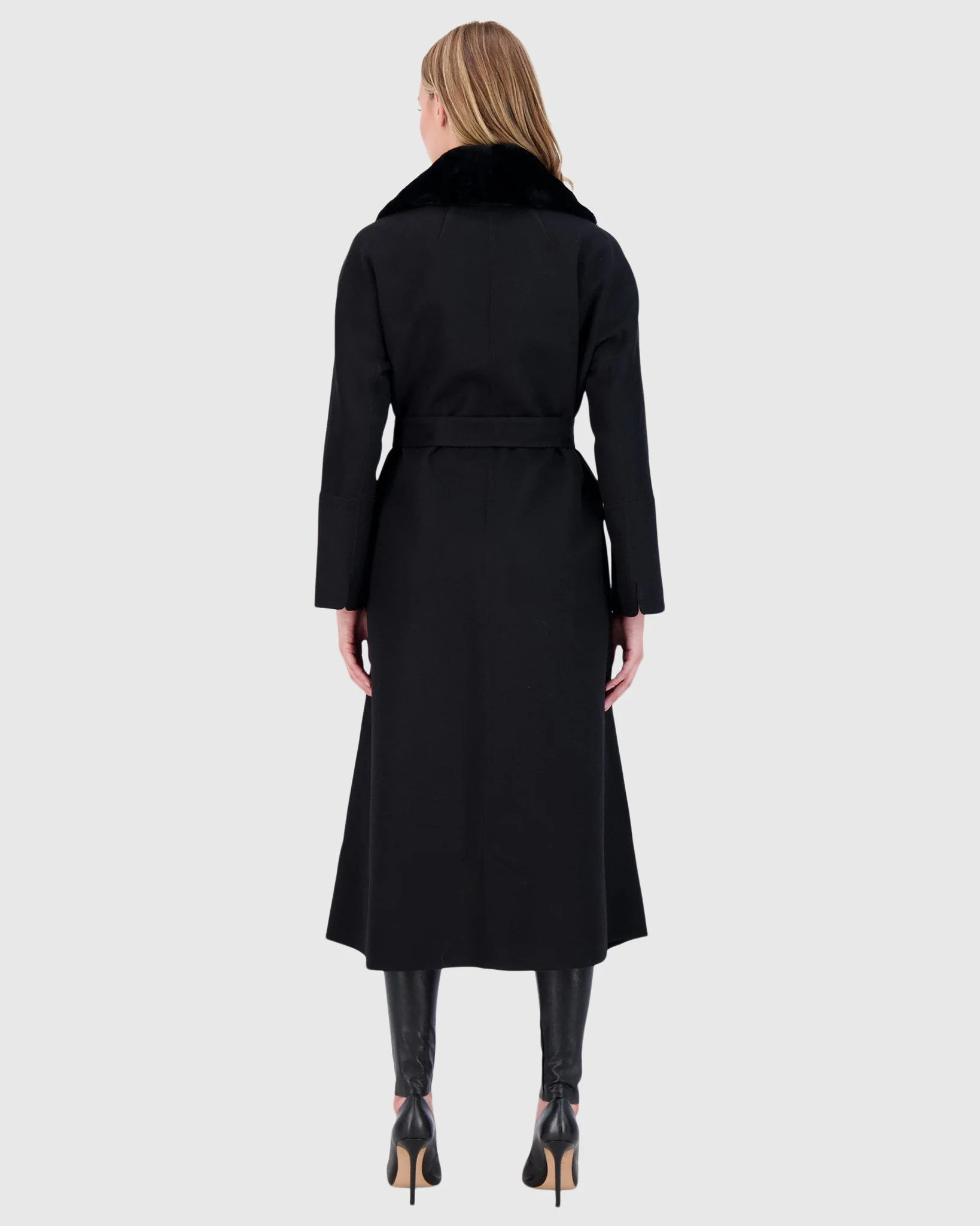 LORO PIANA WOOL SHORT COAT WITH SHEARLING LAMB COLLAR - Image 5