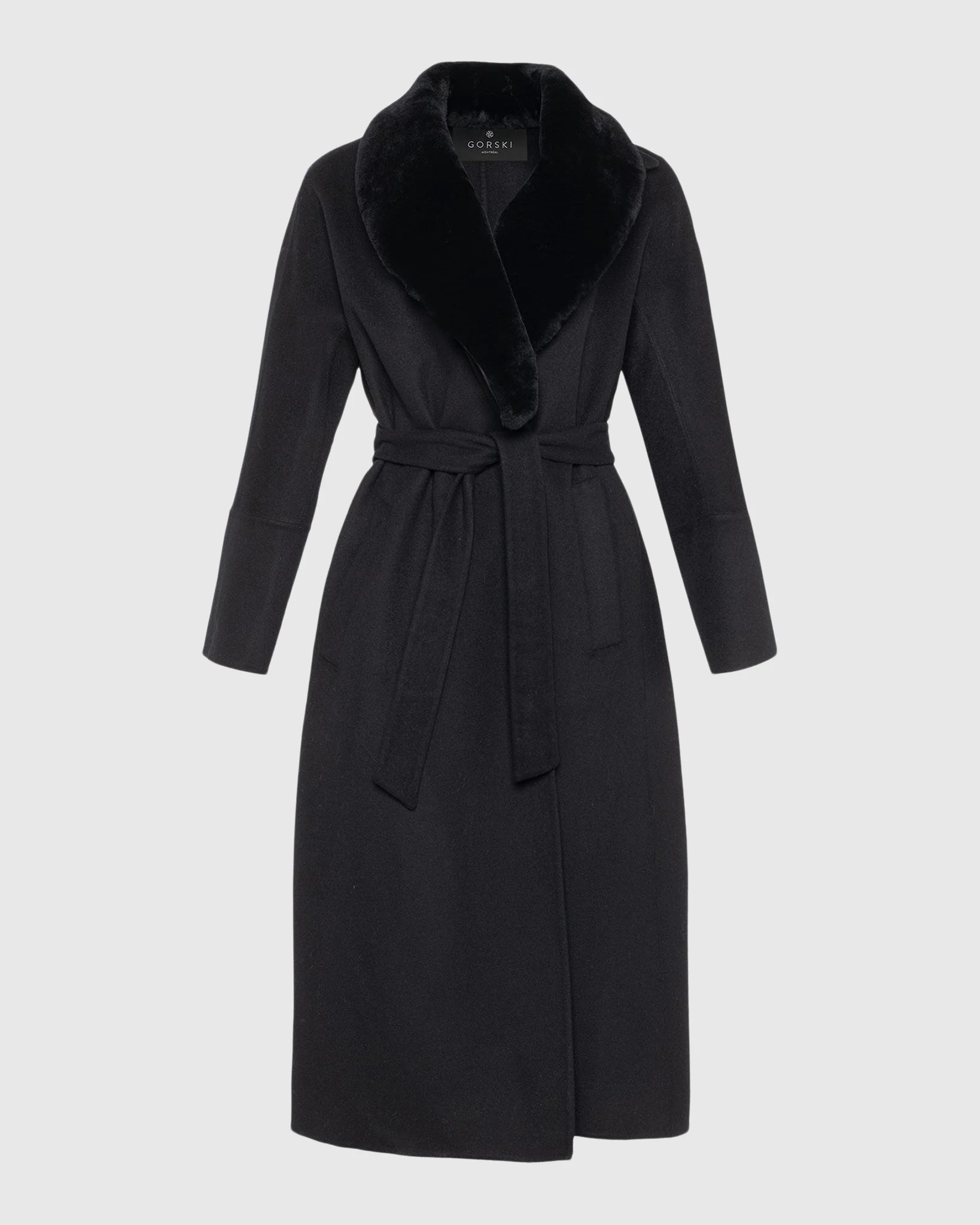 LORO PIANA WOOL SHORT COAT WITH SHEARLING LAMB COLLAR - Image 6