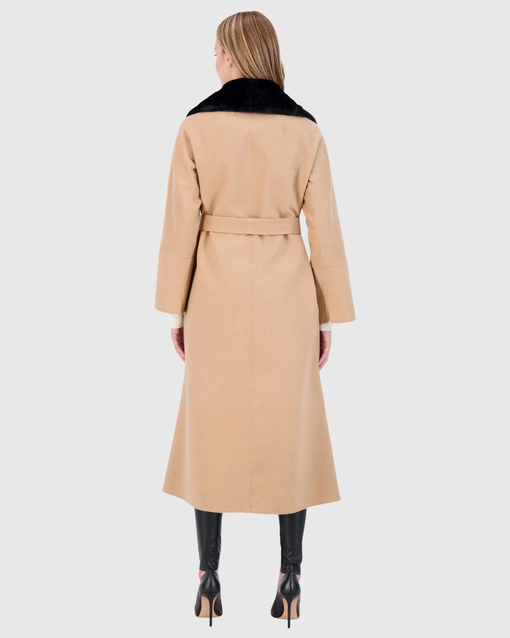LORO PIANA WOOL SHORT COAT WITH SHEARLING LAMB COLLAR - Image 4