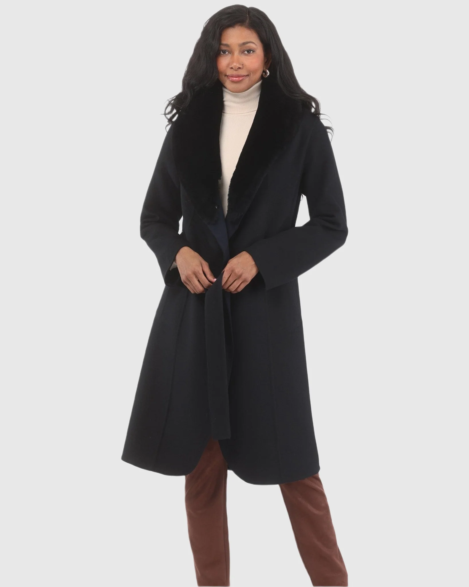 LORO PIANA WOOL STROLLER WITH DETACHABLE SELECT SHEARLING LAMB COLLAR - Image 14
