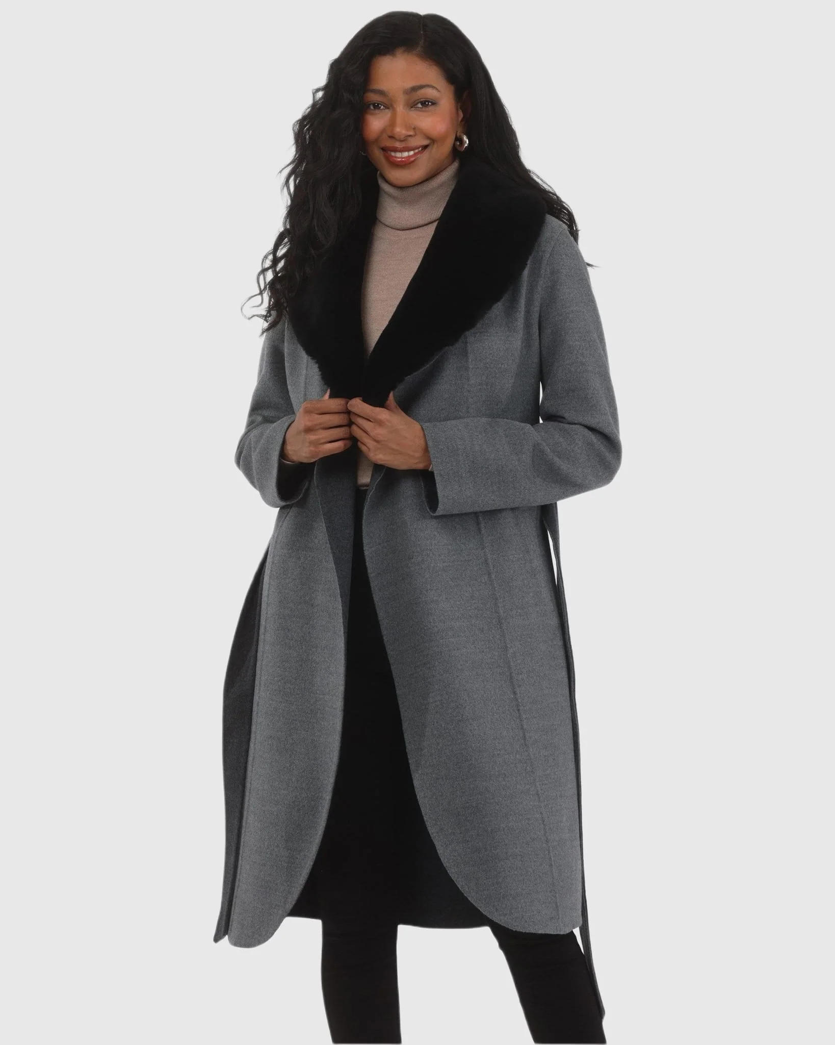 LORO PIANA WOOL STROLLER WITH DETACHABLE SELECT SHEARLING LAMB COLLAR - Image 2