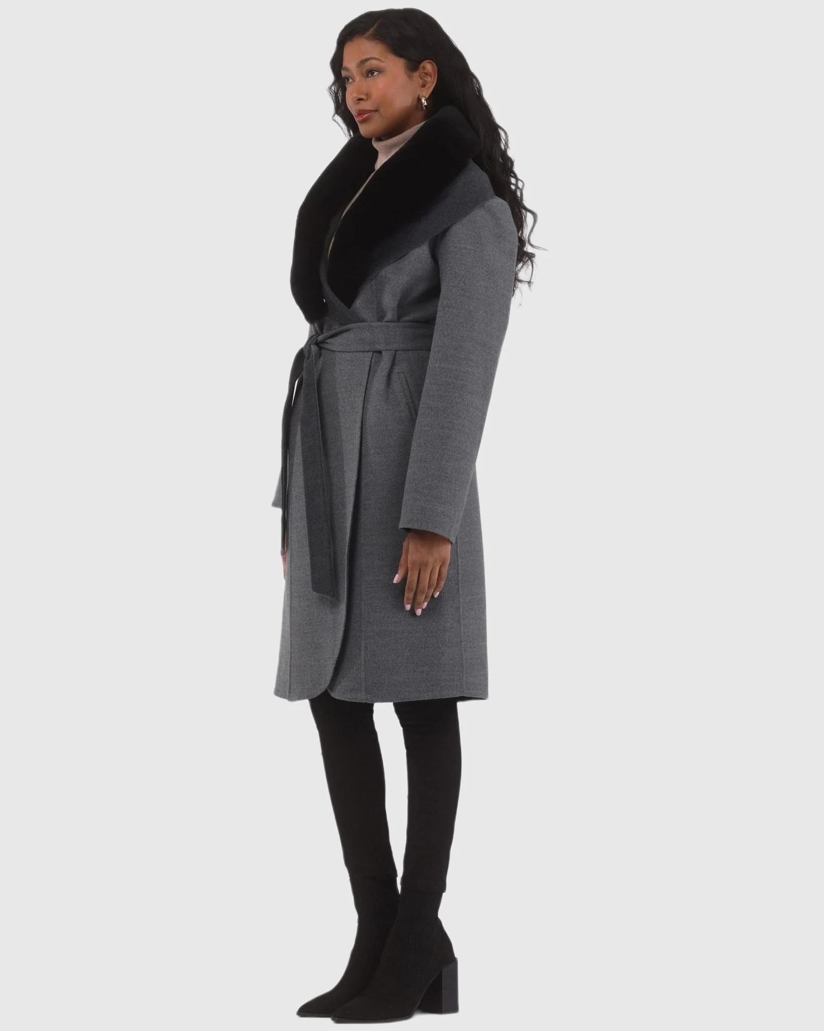 LORO PIANA WOOL STROLLER WITH DETACHABLE SELECT SHEARLING LAMB COLLAR - Image 3