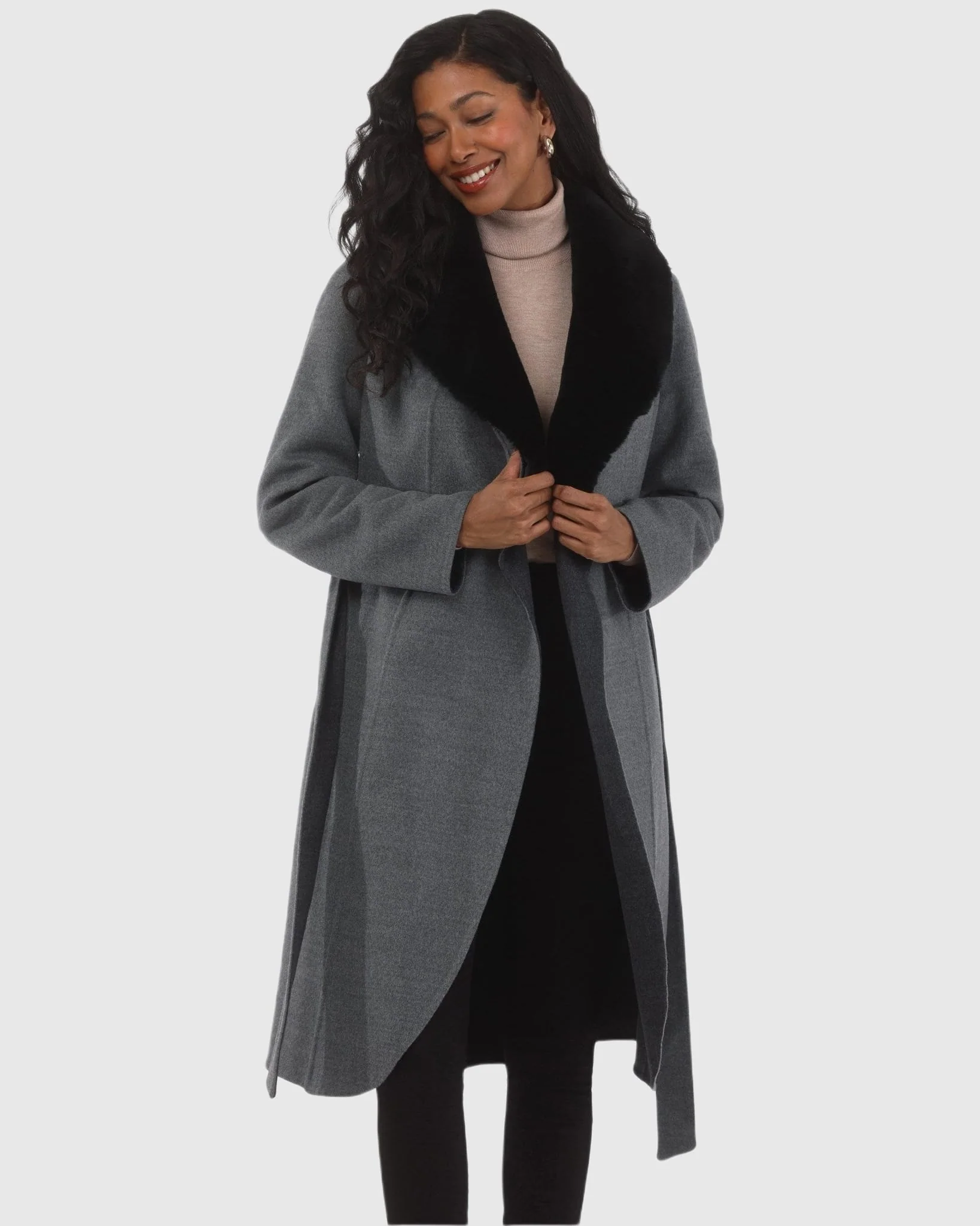 LORO PIANA WOOL STROLLER WITH DETACHABLE SELECT SHEARLING LAMB COLLAR - Image 6