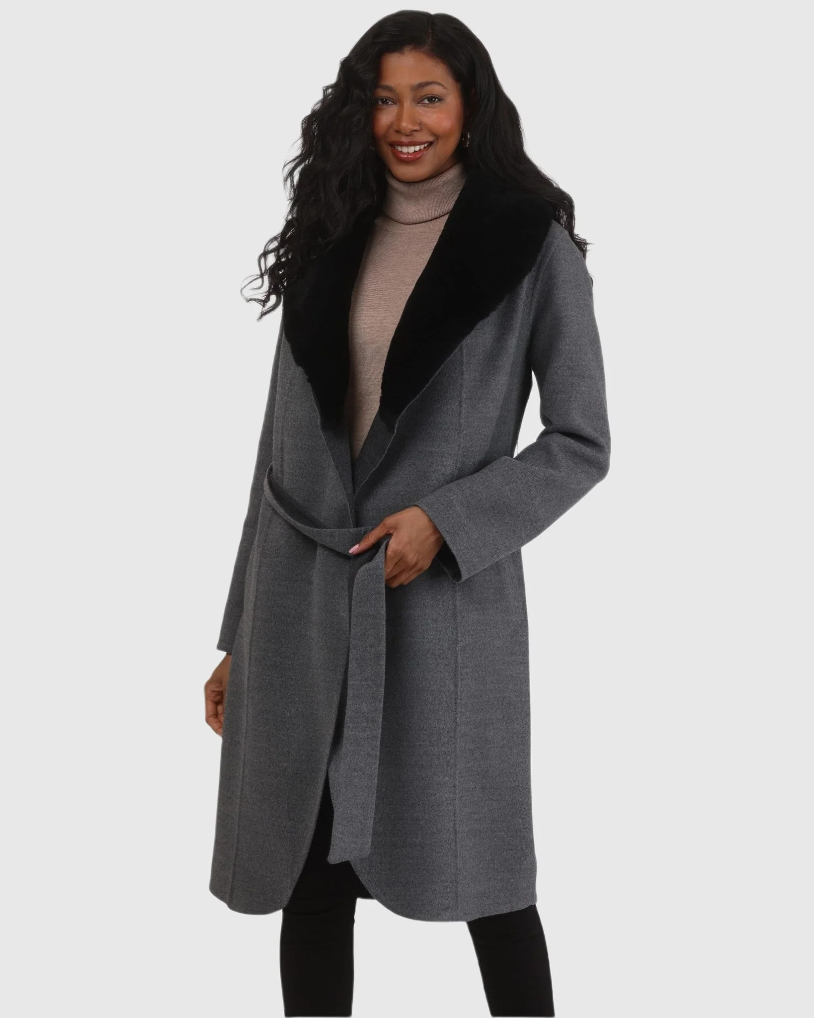 LORO PIANA WOOL STROLLER WITH DETACHABLE SELECT SHEARLING LAMB COLLAR - Image 7