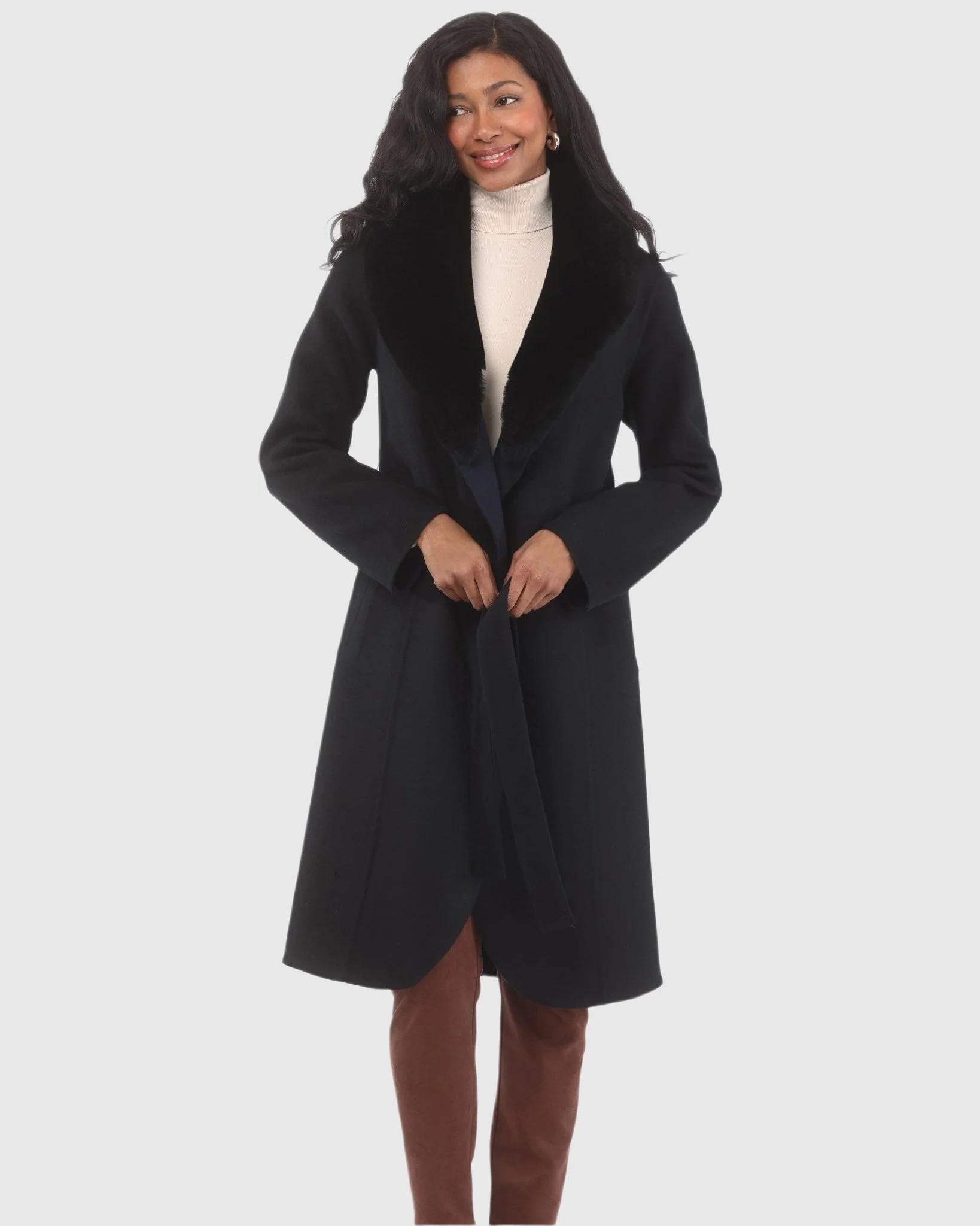 LORO PIANA WOOL STROLLER WITH DETACHABLE SELECT SHEARLING LAMB COLLAR - Image 8