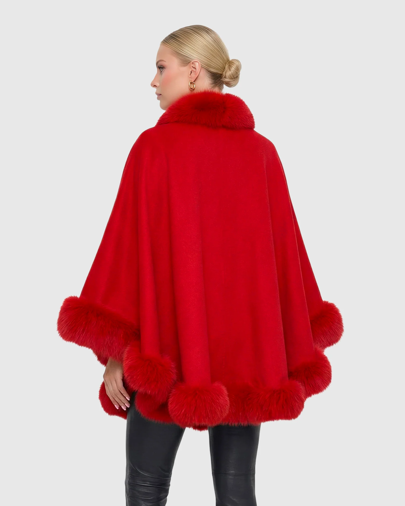 CASHMERE CAPE WITH FOX TRIM - Image 48