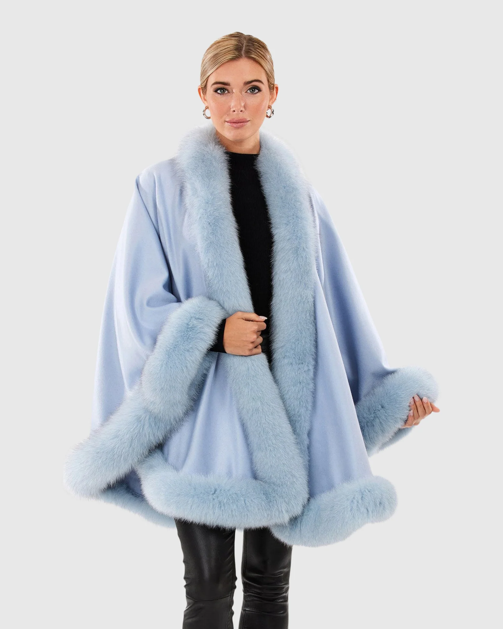 CASHMERE CAPE WITH FOX TRIM - Image 8