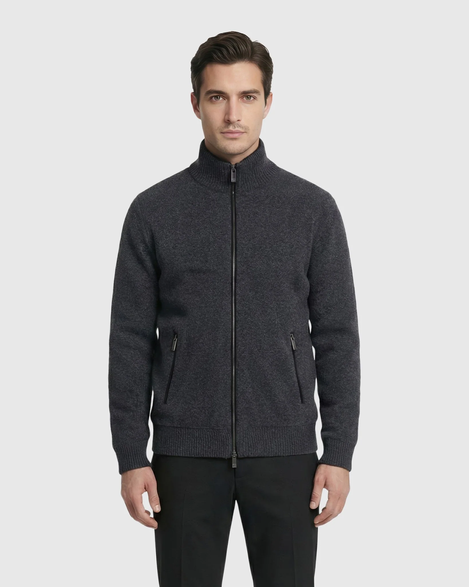 MEN`S KNIT JACKET, QUILTED DOWN-FILLED LINED, DETACHABLE SELECT SHEARLING LAMB COLLAR - Image 15