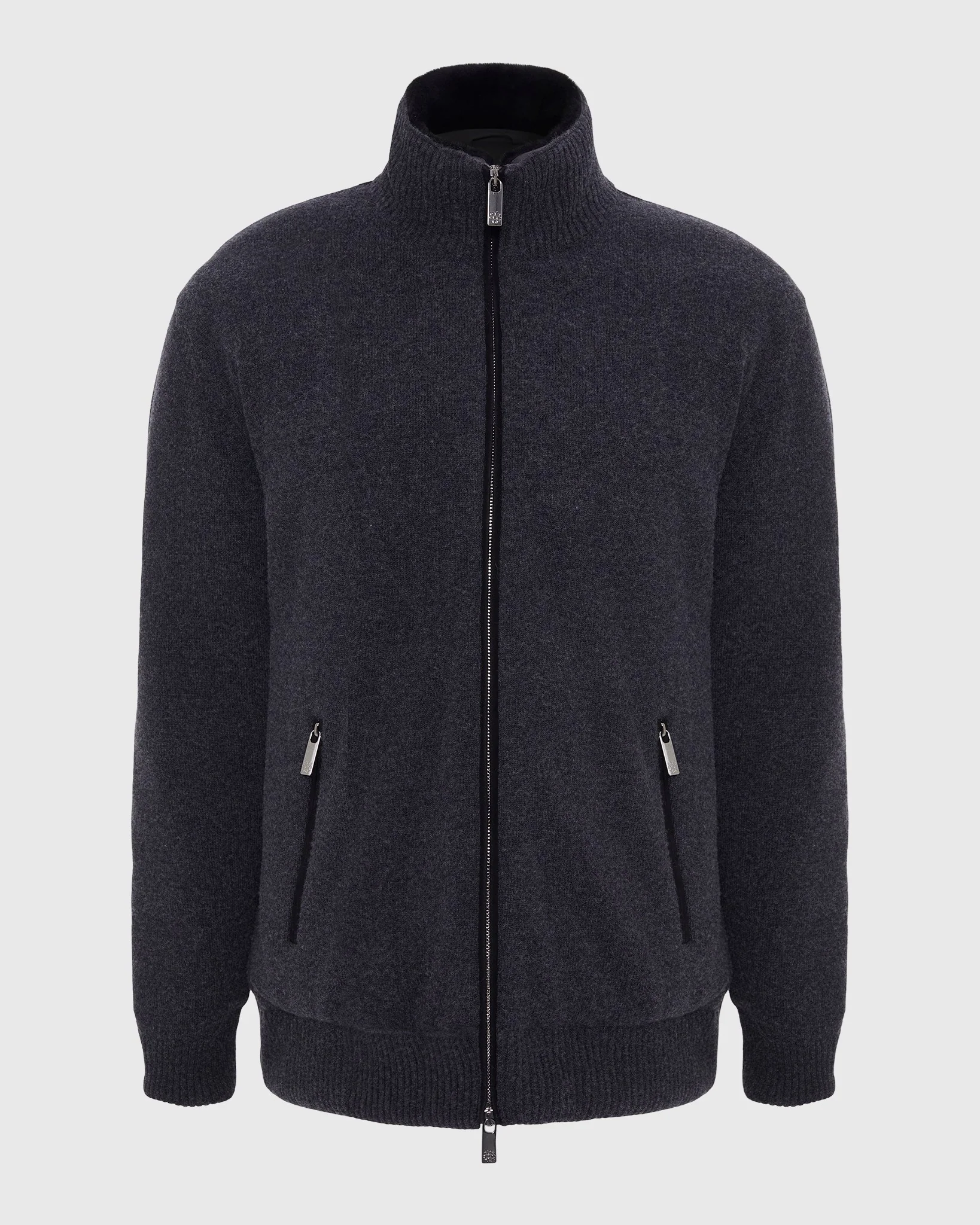 MEN`S KNIT JACKET, QUILTED DOWN-FILLED LINED, DETACHABLE SELECT SHEARLING LAMB COLLAR - Image 18