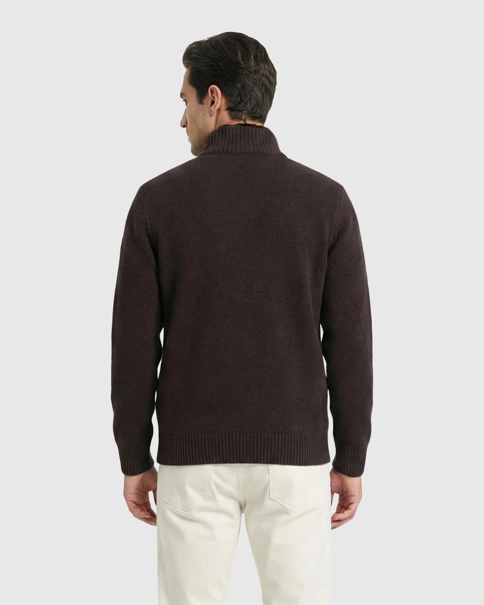 MEN`S KNIT JACKET, QUILTED DOWN-FILLED LINED, DETACHABLE SELECT SHEARLING LAMB COLLAR - Image 4