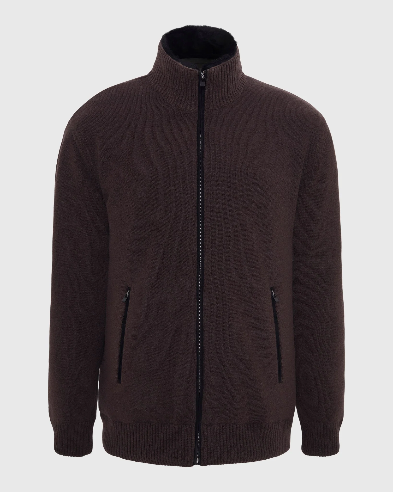 MEN`S KNIT JACKET, QUILTED DOWN-FILLED LINED, DETACHABLE SELECT SHEARLING LAMB COLLAR - Image 7