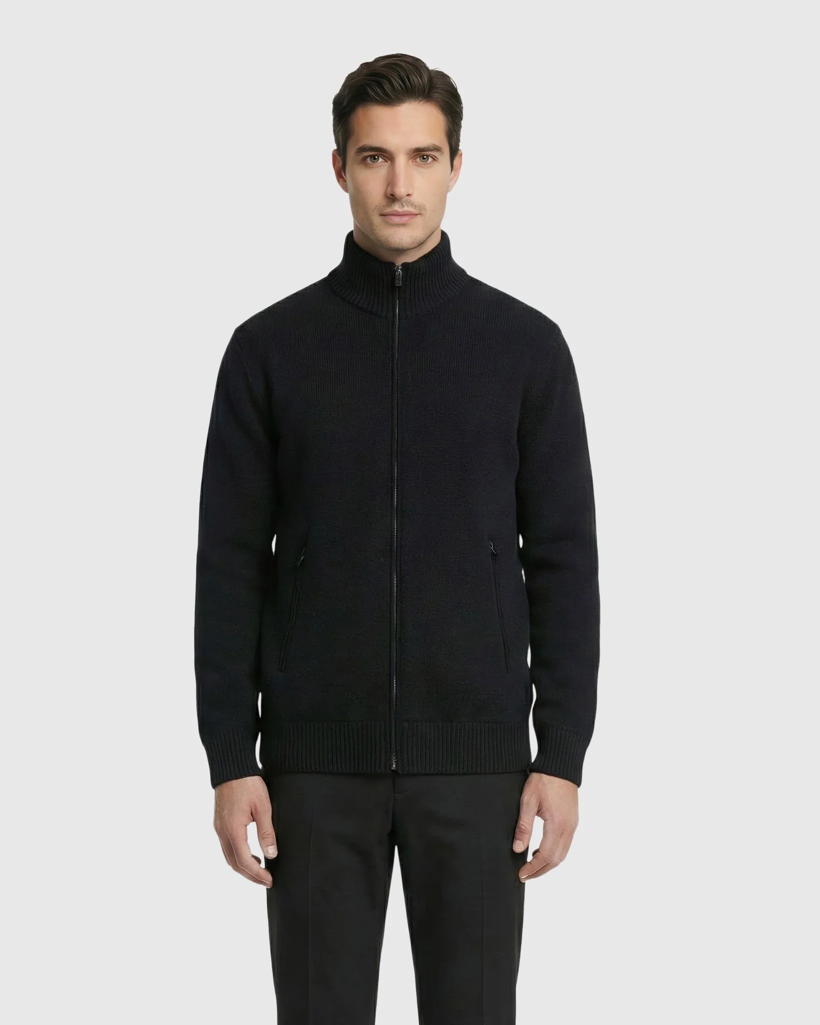 MEN`S KNIT JACKET, QUILTED DOWN-FILLED LINED, DETACHABLE SELECT SHEARLING LAMB COLLAR - Image 9