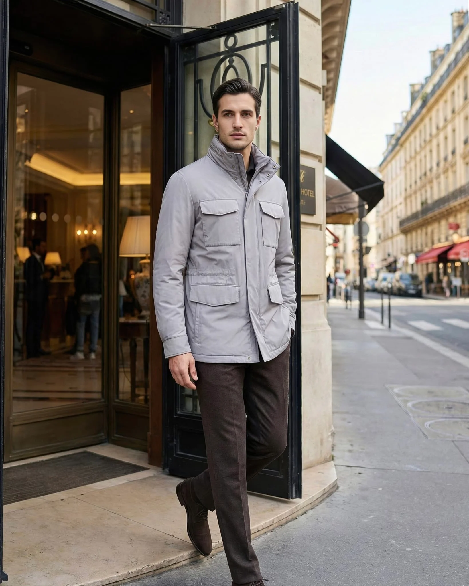 MEN'S 4-POCKET JACKET, CONCEALED ZIP HOOD - Image 10