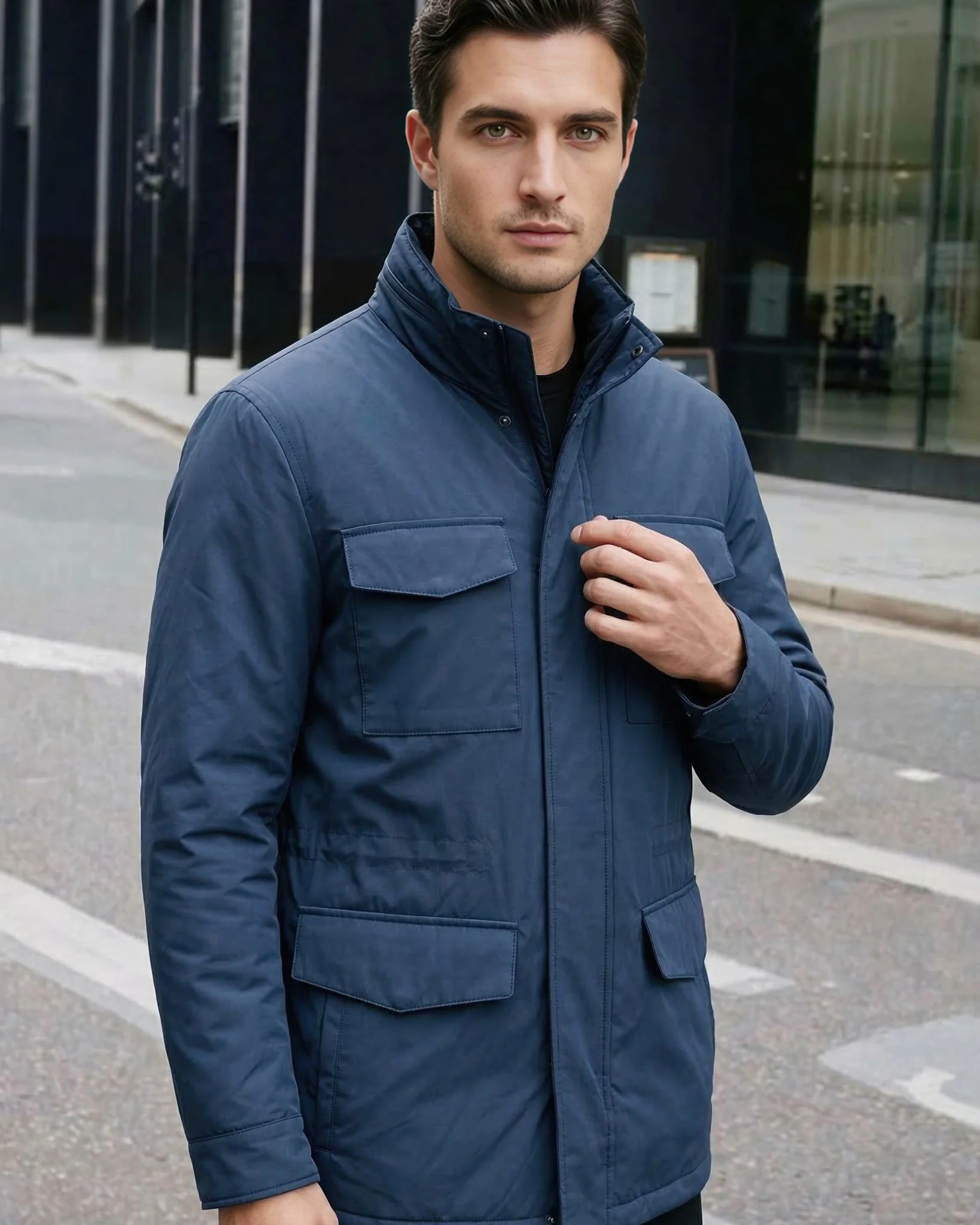 MEN'S 4-POCKET JACKET, CONCEALED ZIP HOOD - Image 11