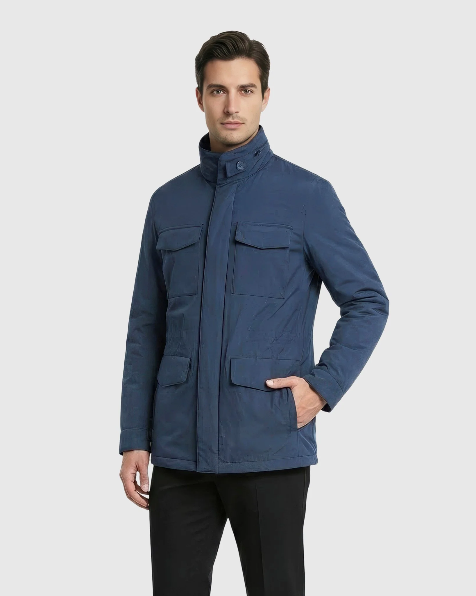 MEN'S 4-POCKET JACKET, CONCEALED ZIP HOOD - Image 4