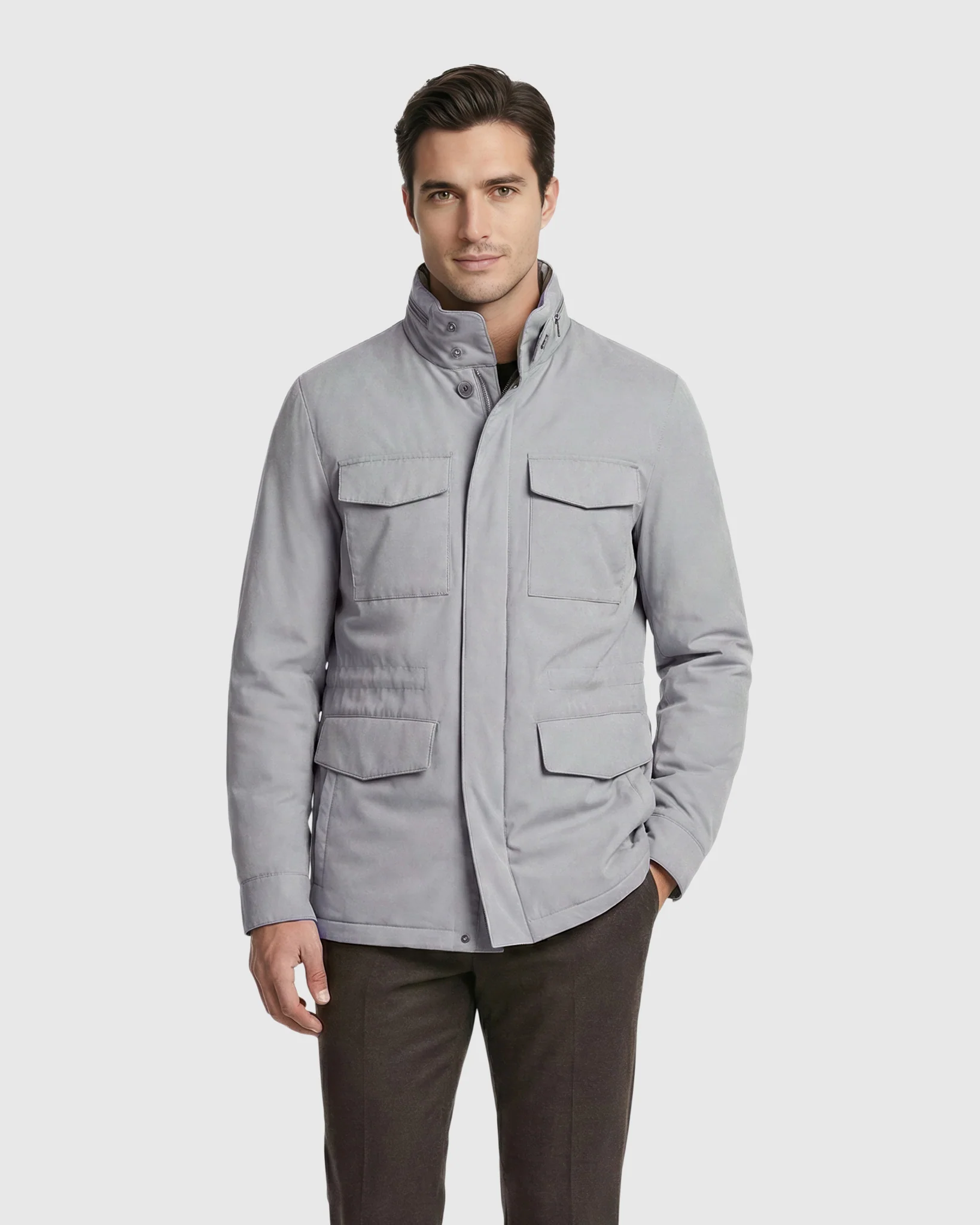 MEN'S 4-POCKET JACKET, CONCEALED ZIP HOOD - Image 6