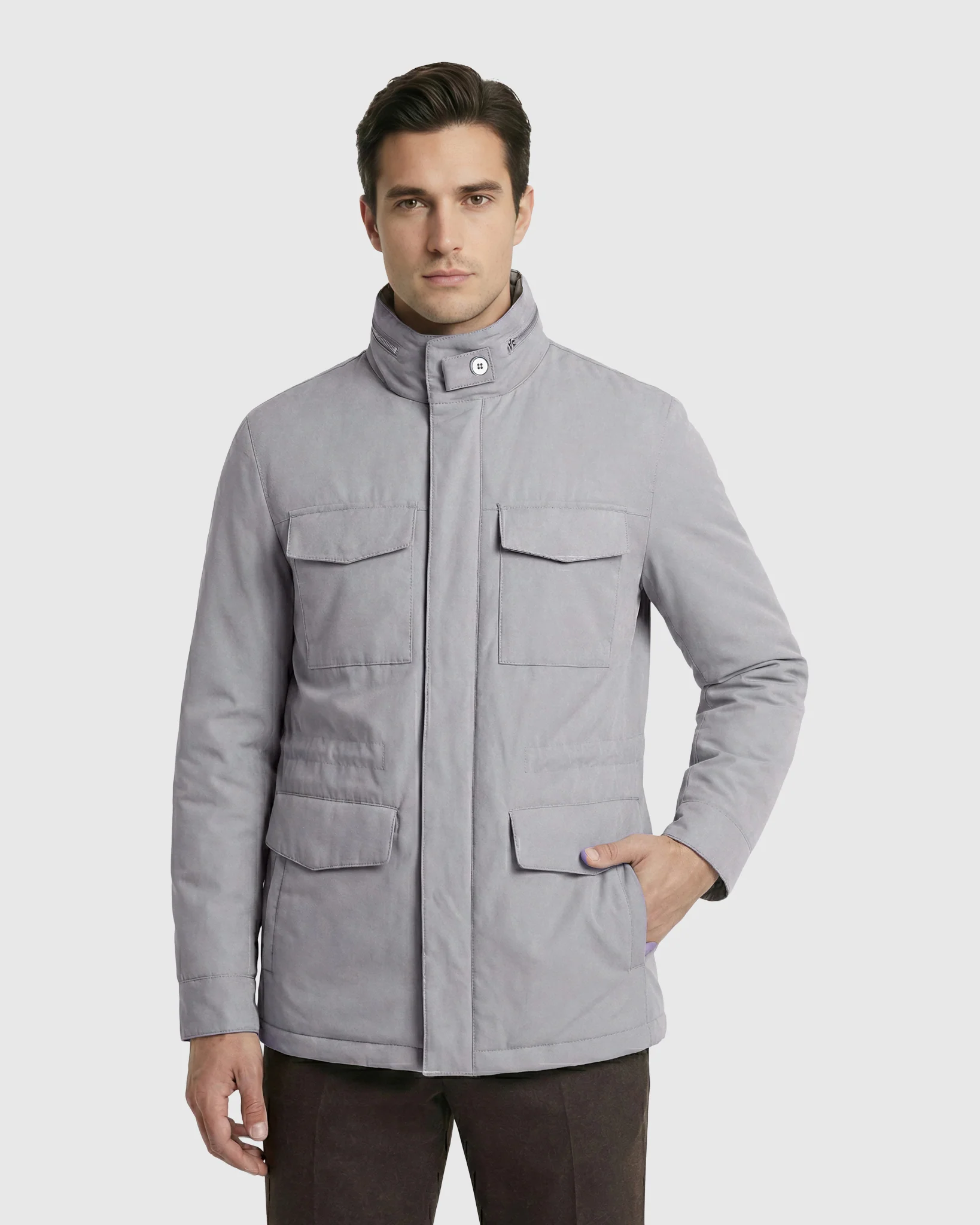 MEN'S 4-POCKET JACKET, CONCEALED ZIP HOOD - Image 8