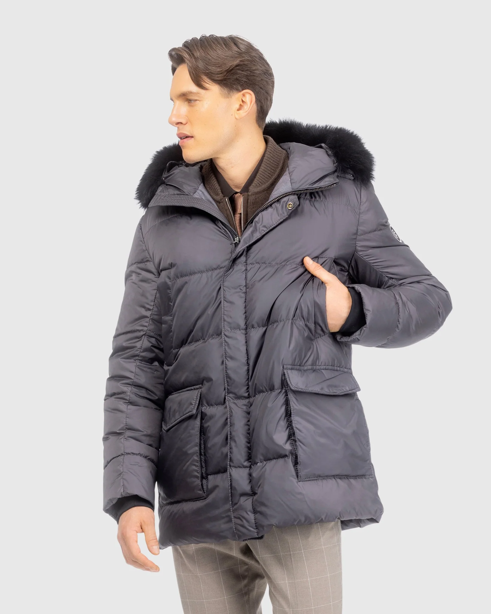 MENS APRES-SKI JACKET WITH DETACHABLE TOSCANA LAMB HOOD TRIM - Image 17