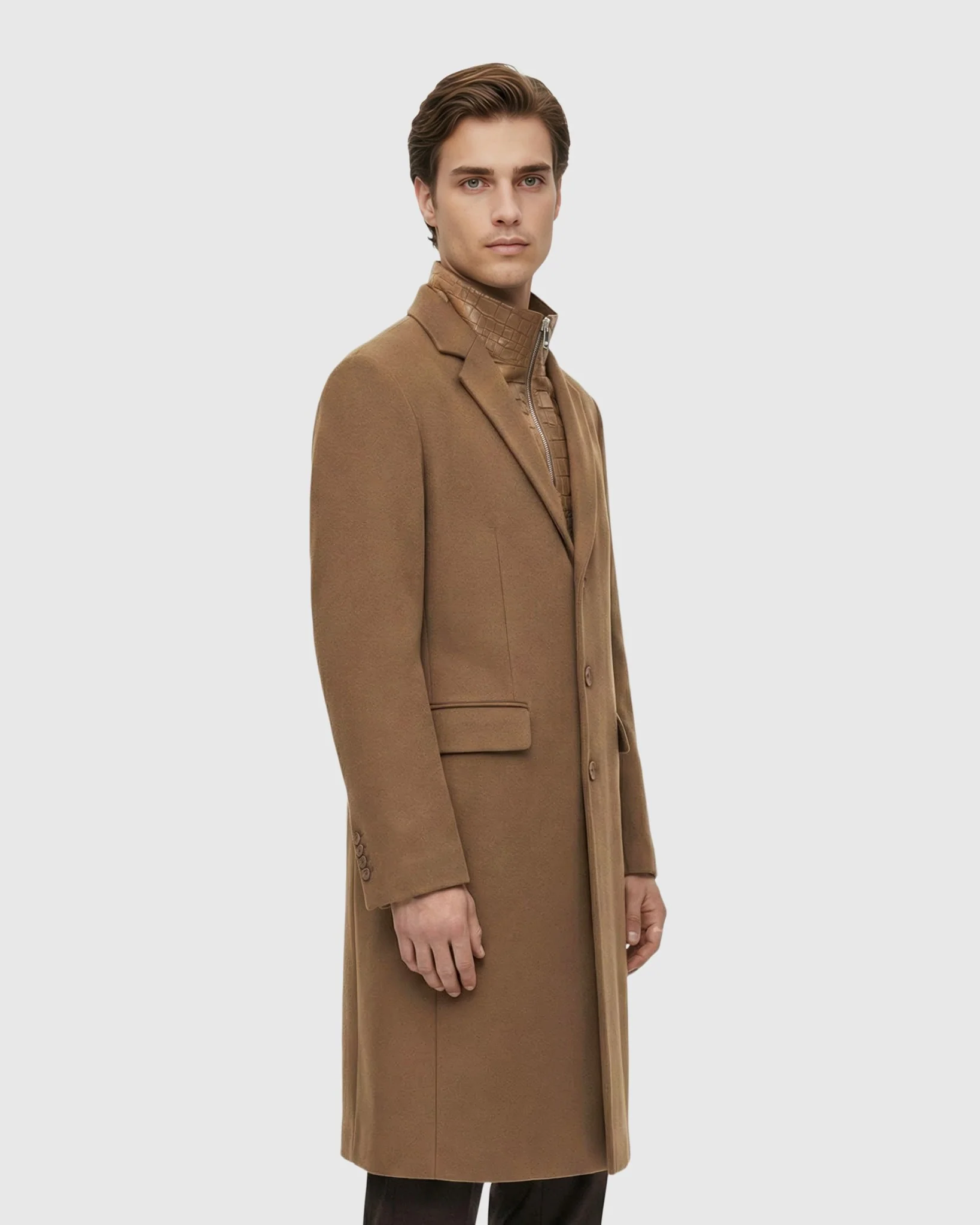 MEN`S COAT CRAFTED FROM LORO PIANA WOOL, SELECT NUBUCK CROCO EMBOSSED DICKEY - Image 12
