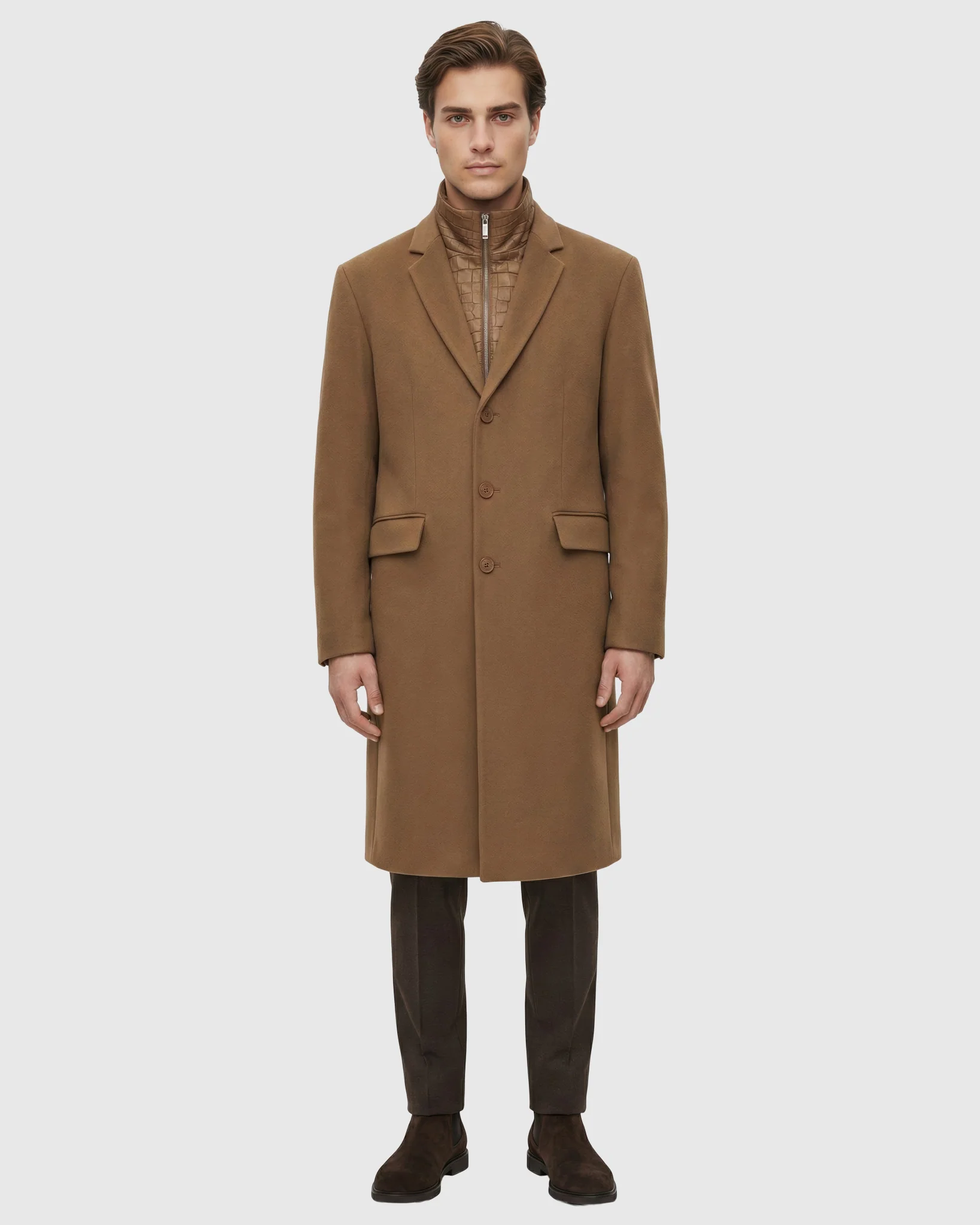 MEN`S COAT CRAFTED FROM LORO PIANA WOOL, SELECT NUBUCK CROCO EMBOSSED DICKEY - Image 16
