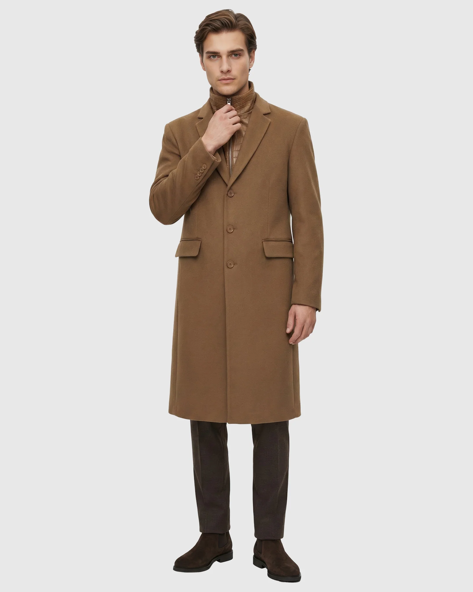 MEN`S COAT CRAFTED FROM LORO PIANA WOOL, SELECT NUBUCK CROCO EMBOSSED DICKEY - Image 17
