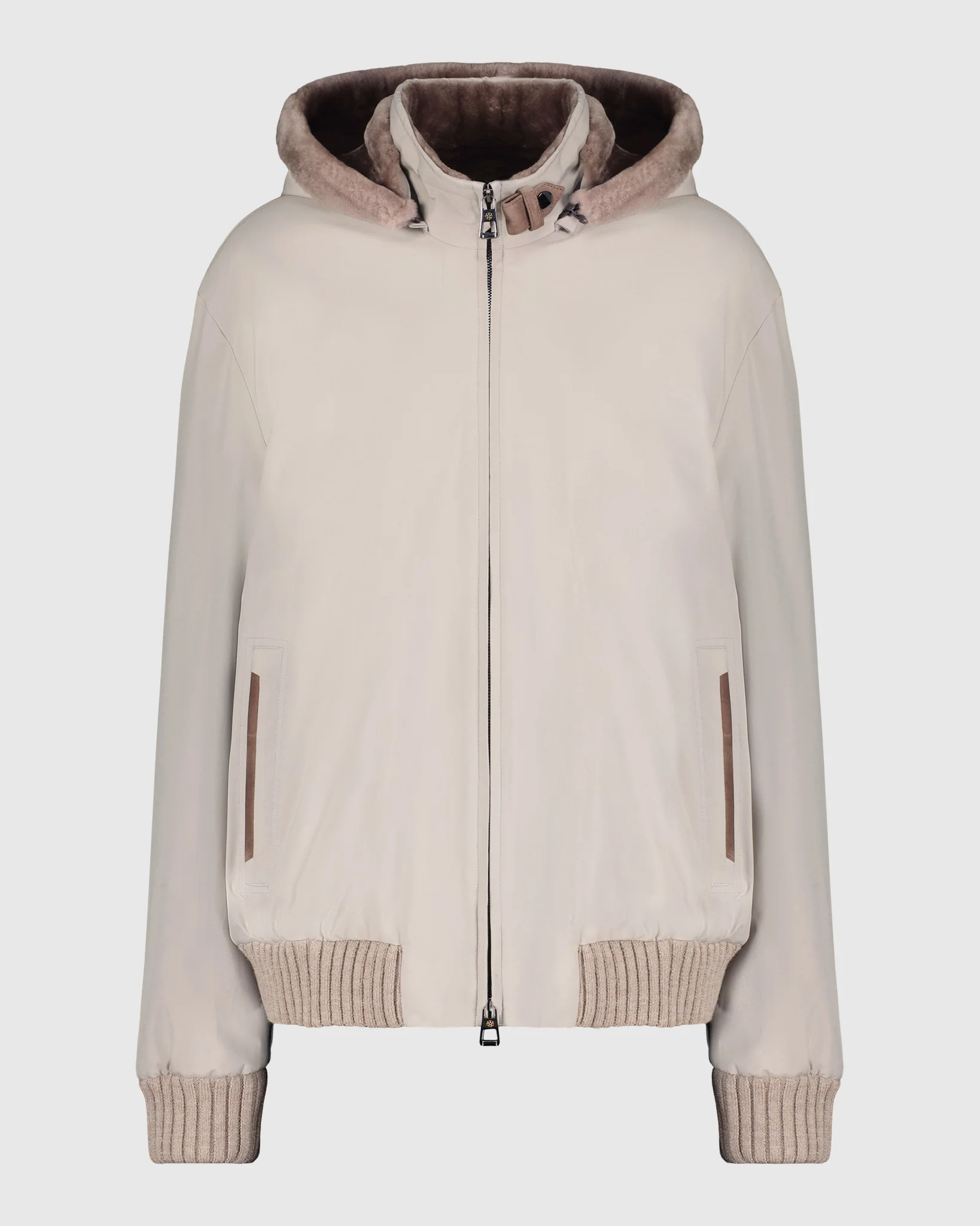 MENS FABRIC JACKET WITH LAMB LINING AND DETACHABLE HOOD - Image 8